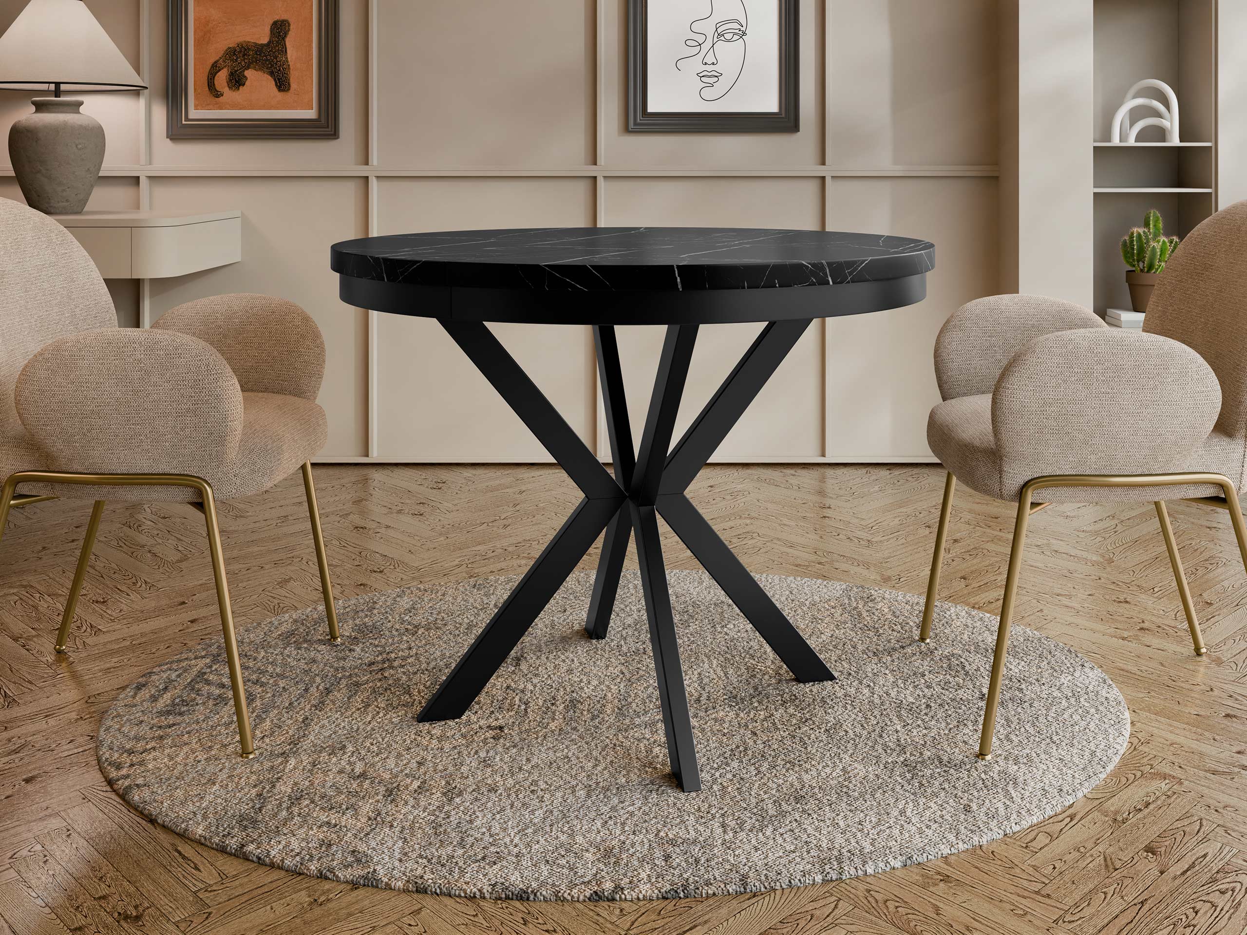 Tafel Oswego 156 (Zwart marmer)