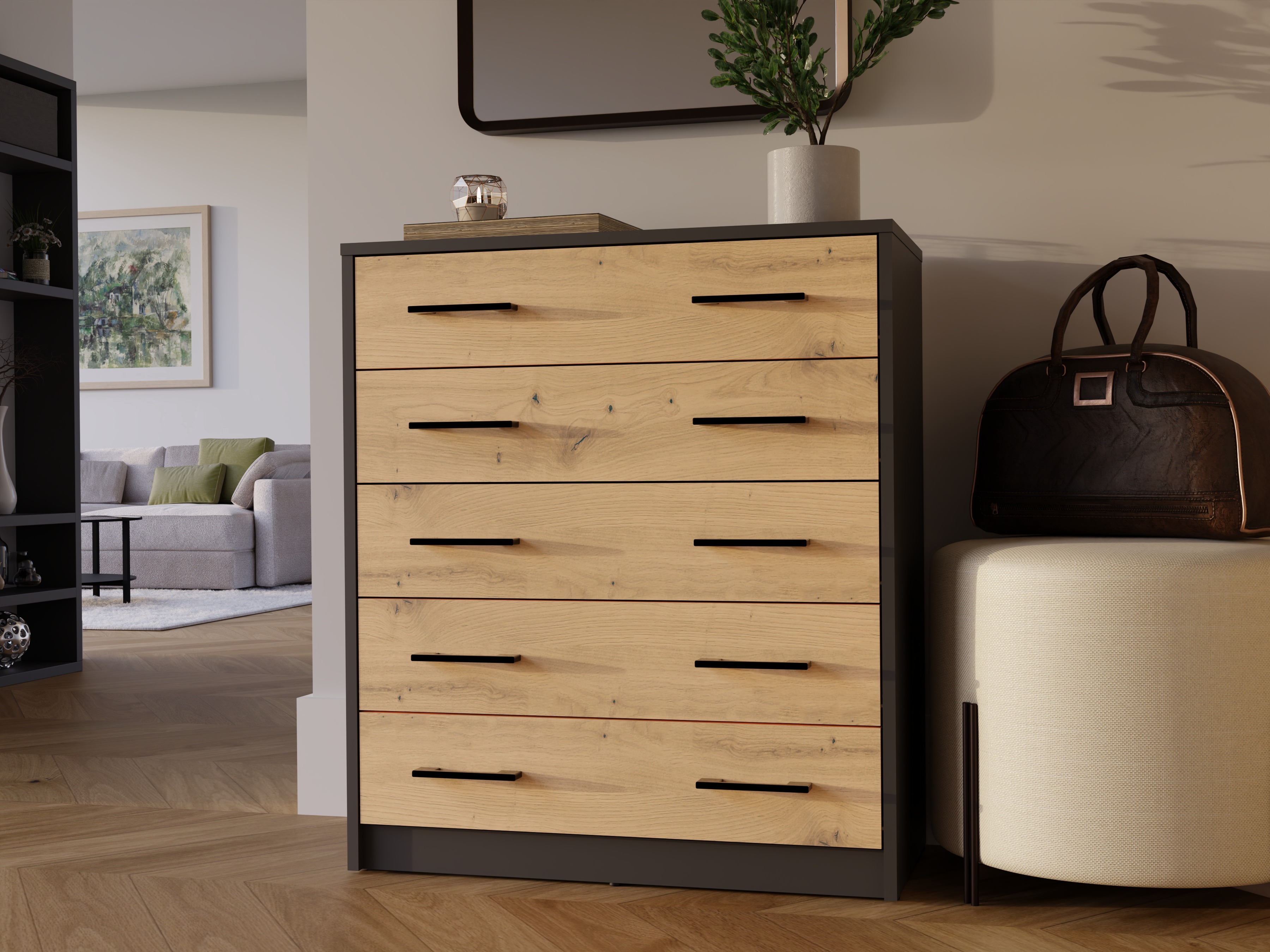 Schoenenkast Mandeville 372 (Artisan eiken + Antraciet)