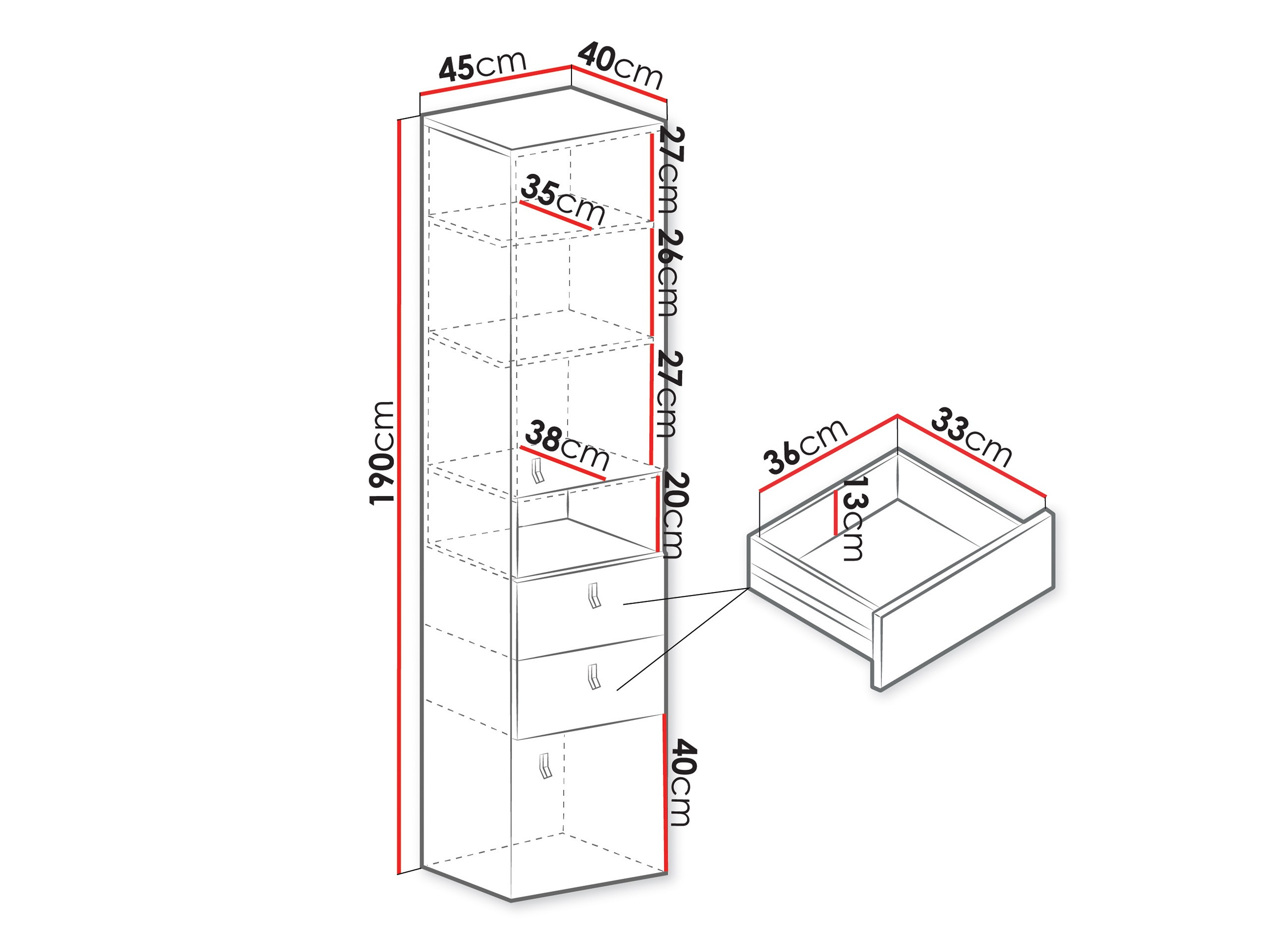 Boekenkast Camteso 102 (Wit + Eiken + Turquoise)