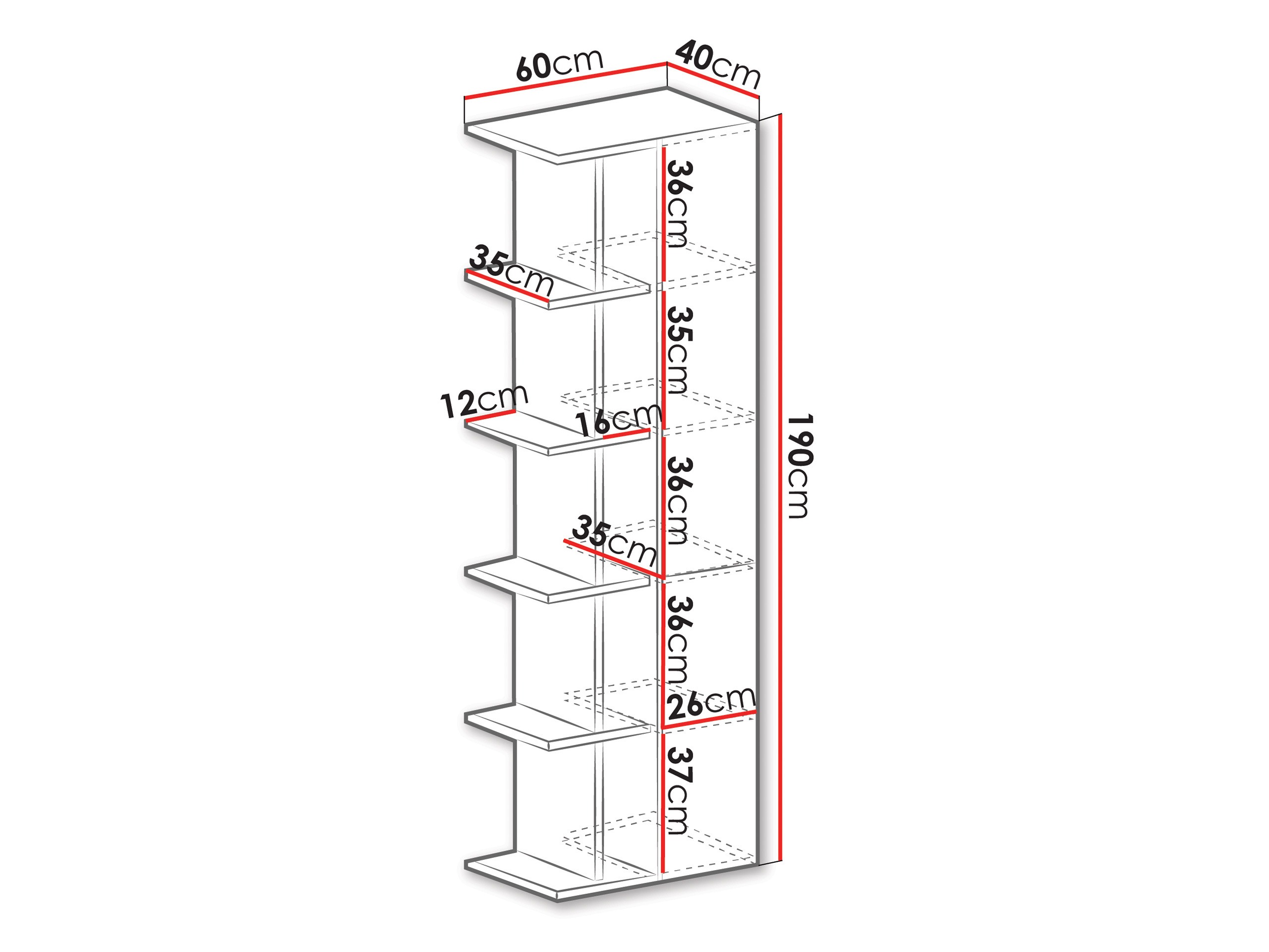 Boekenkast Camteso 103 (Wit + Eiken + Turquoise)