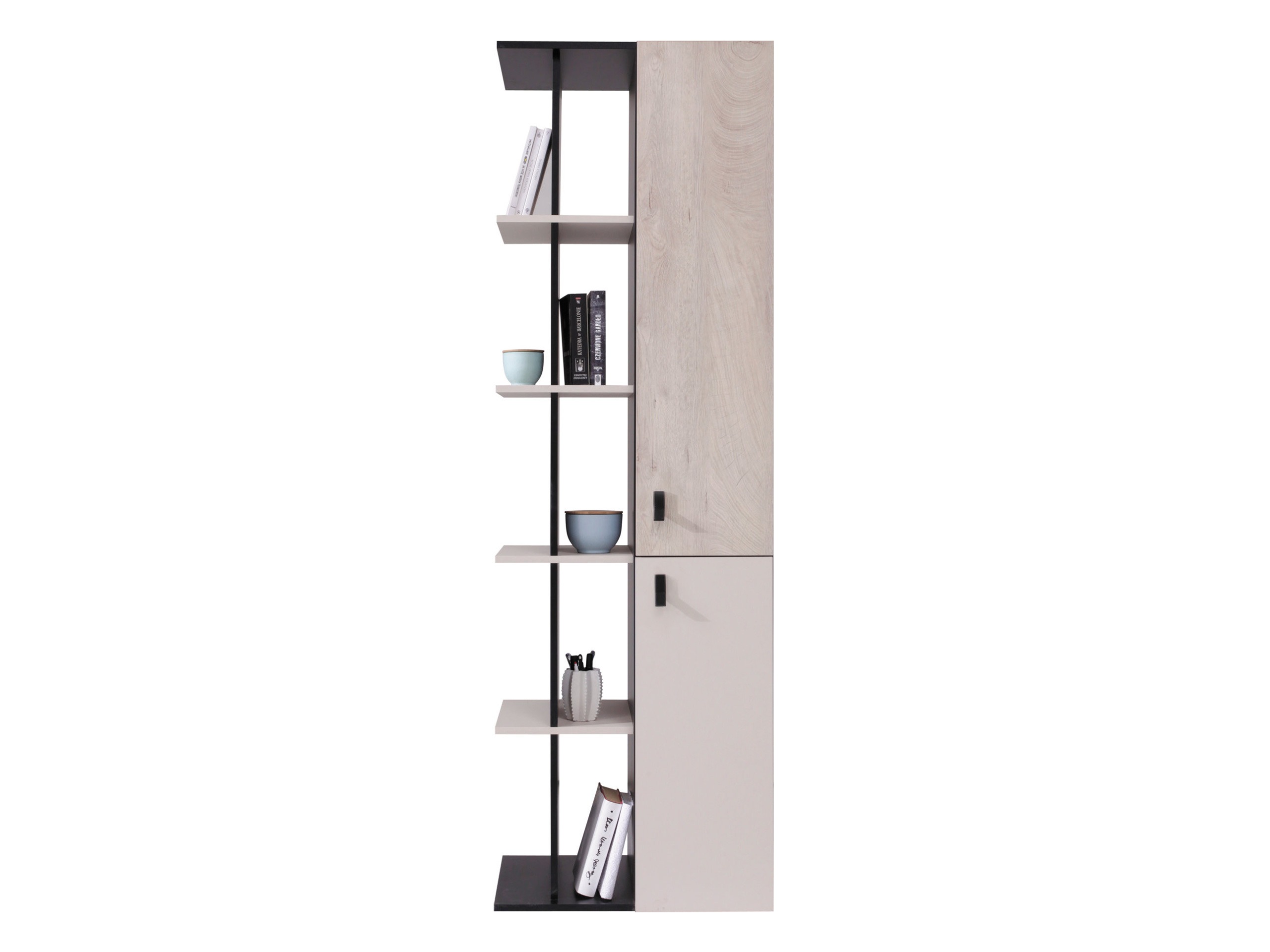 Boekenkast Camteso 103 (Zwart + Eiken + Beige)
