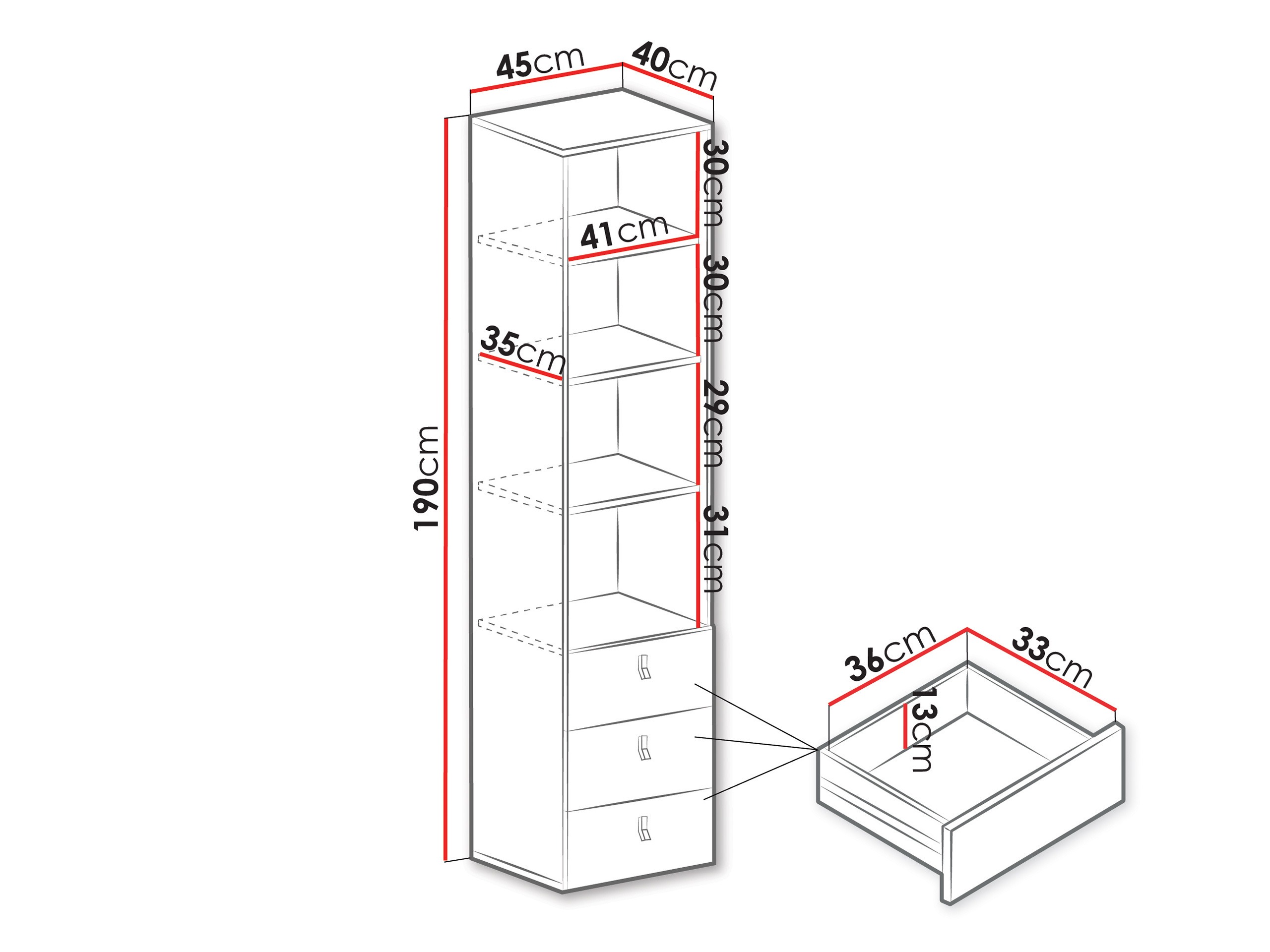 Boekenkast Camteso 104 (Wit + Eiken + Turquoise)
