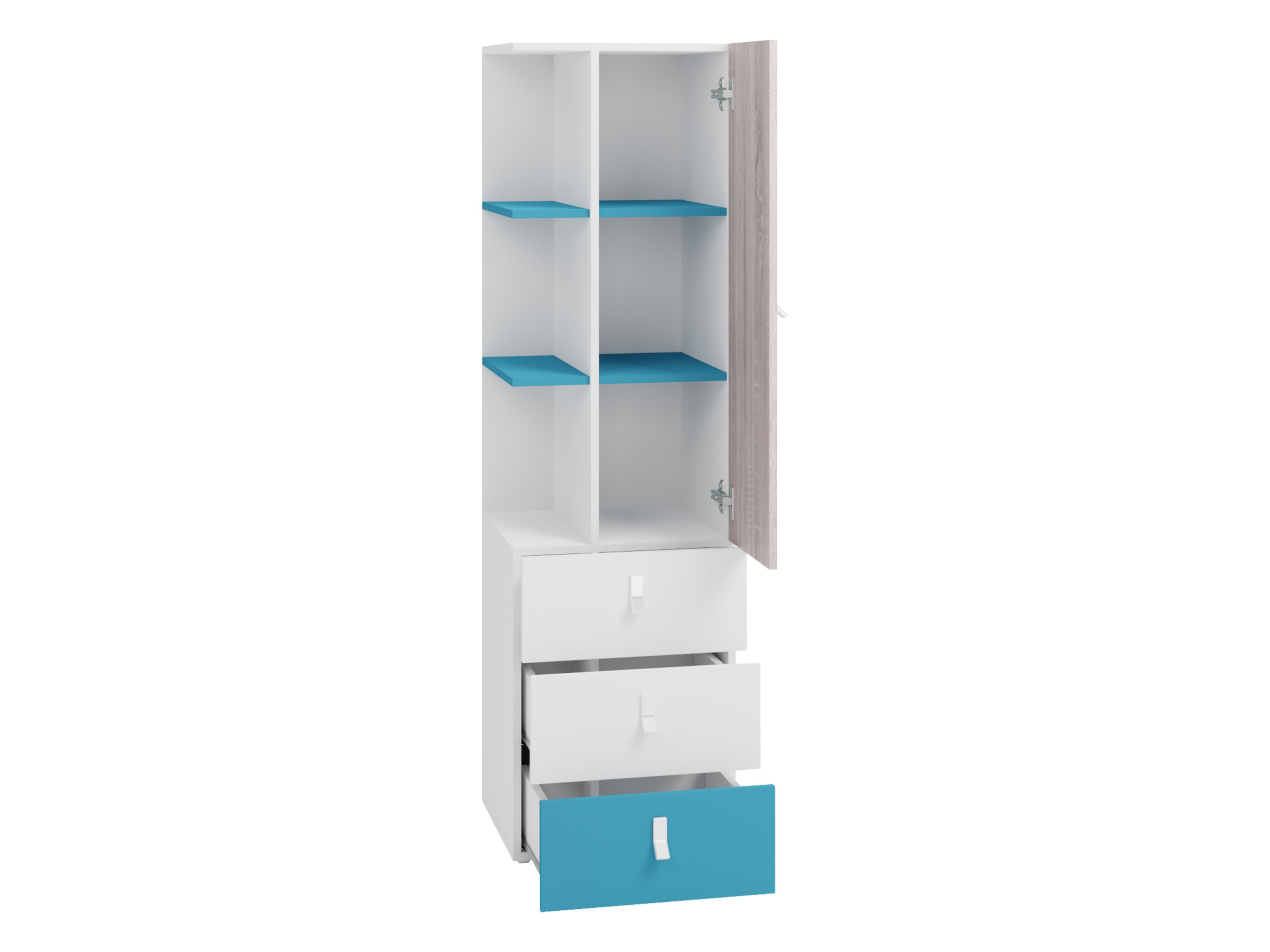 Boekenkast Camteso 105 (Zwart + Eiken + Beige)