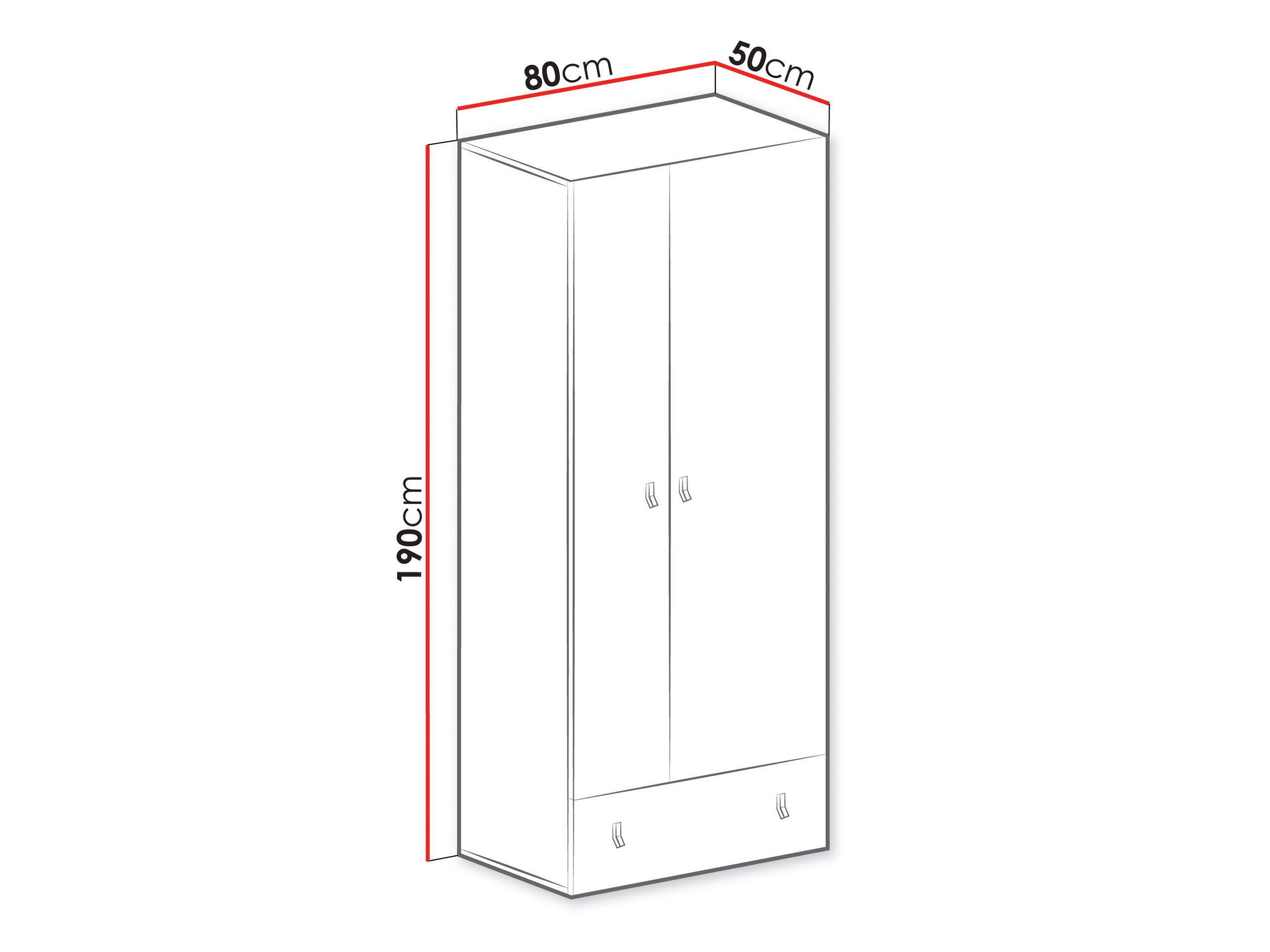 Kledingkast Camteso 101 (Wit + Eiken + Turquoise)