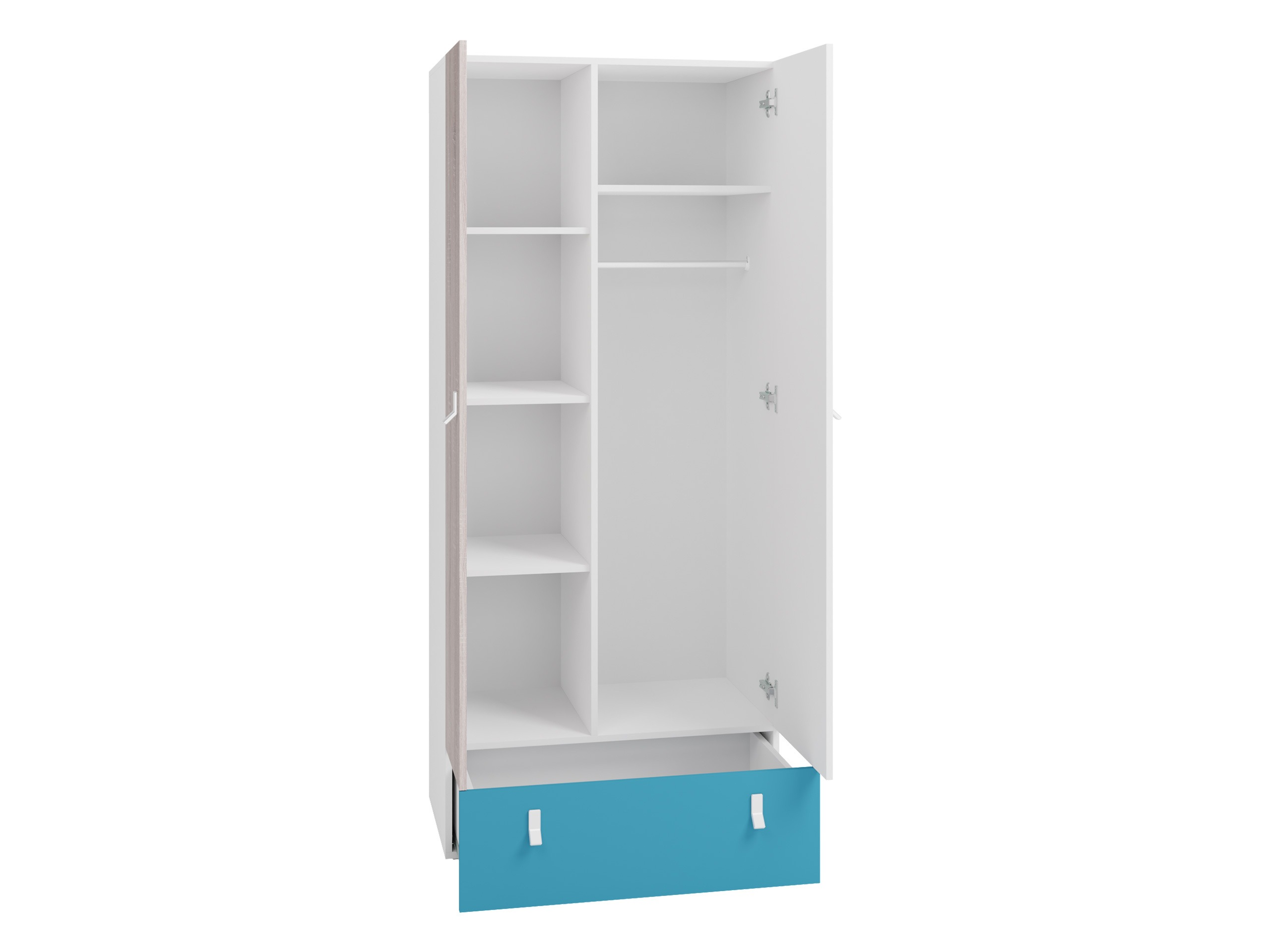 Kledingkast Camteso 101 (Zwart + Eiken + Beige)