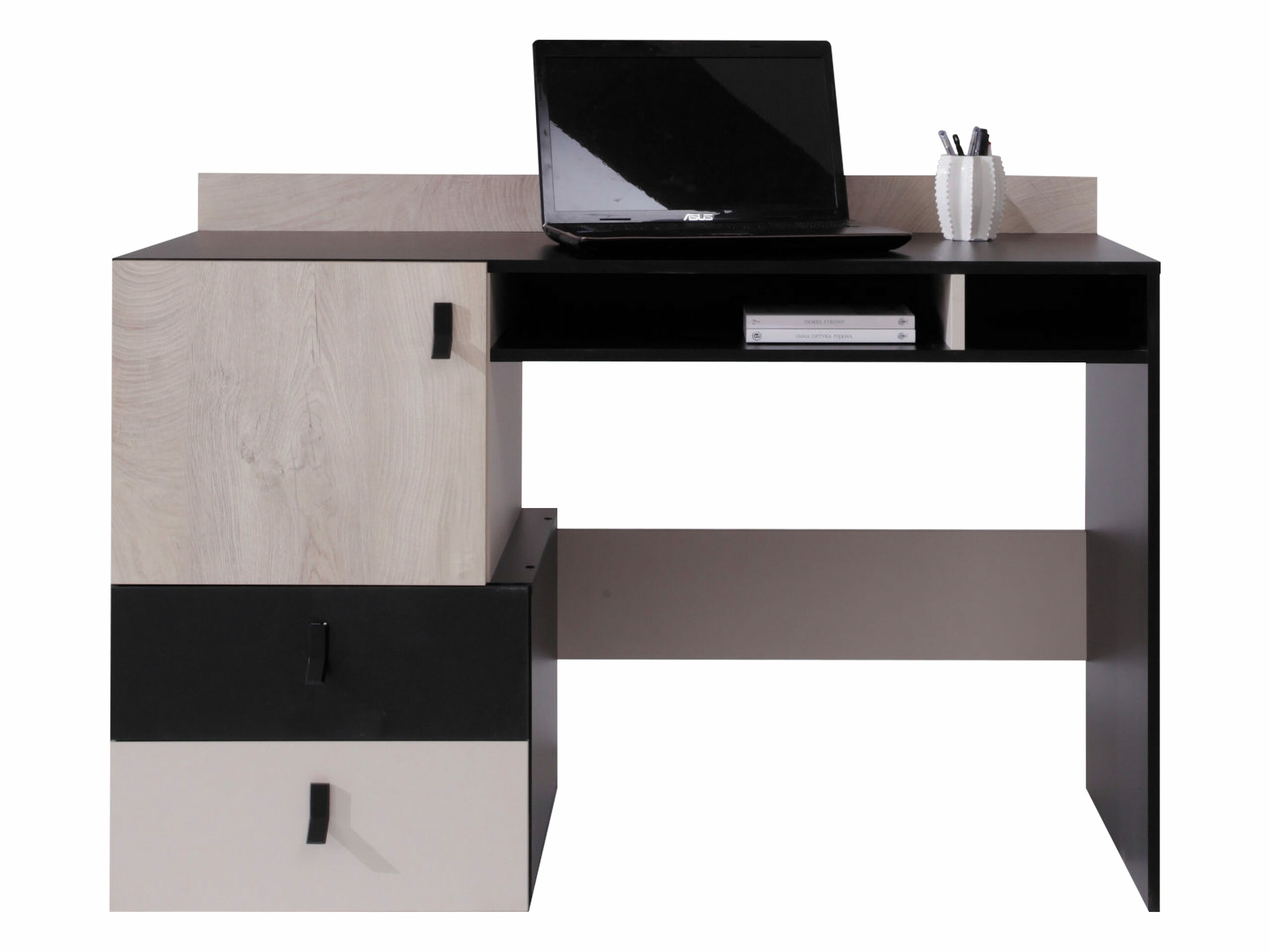Bureau Camteso 107 (Zwart + Eiken + Beige)