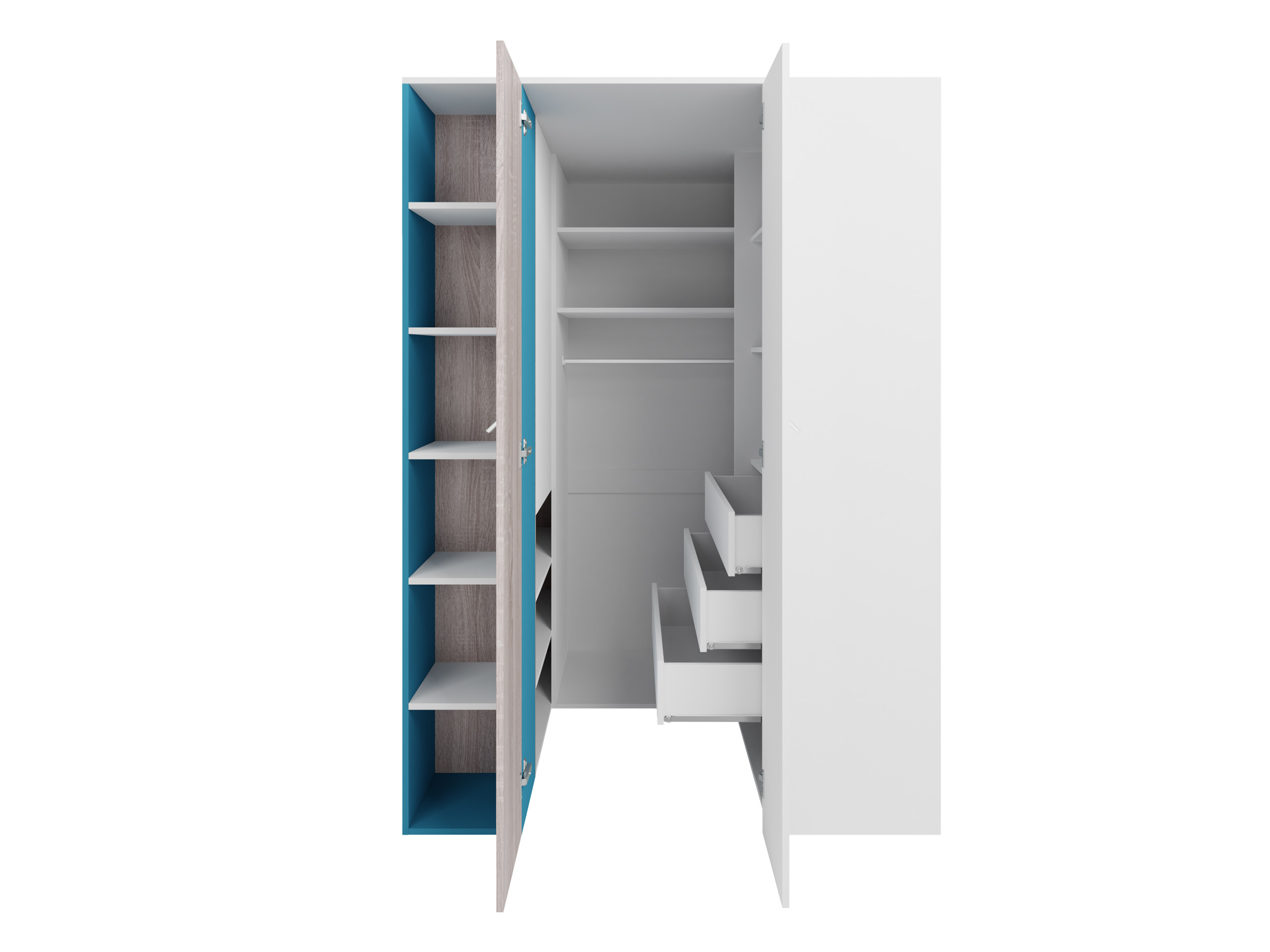 Hoekkledingkast Camteso 113 (Zwart + Eiken + Beige)