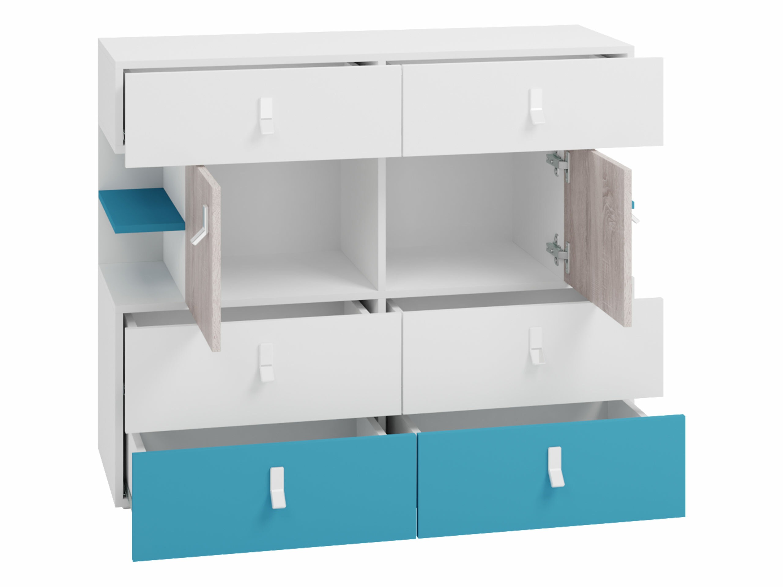 Ladekast Camteso 106 (Zwart + Eiken + Beige)
