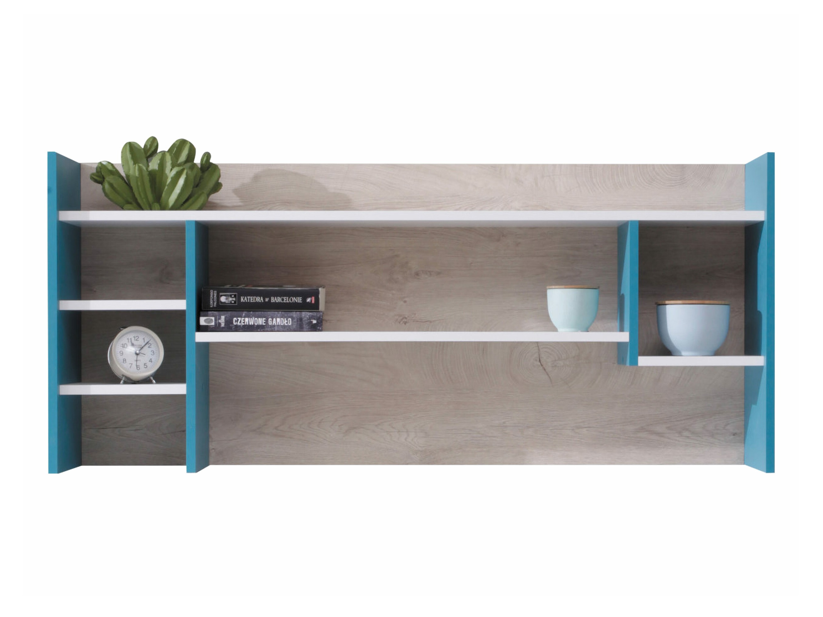 Wandplank Camteso 109 (Wit + Eiken + Turquoise)