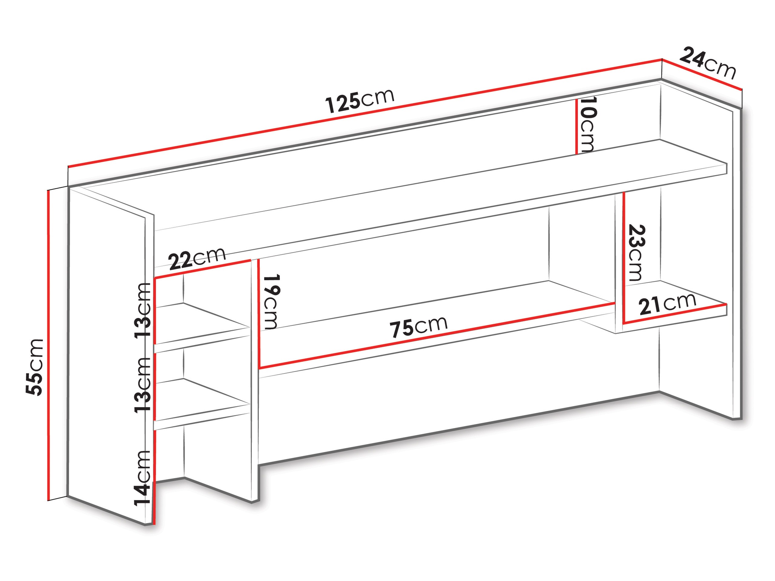 Wandplank Camteso 109 (Wit + Eiken + Turquoise)