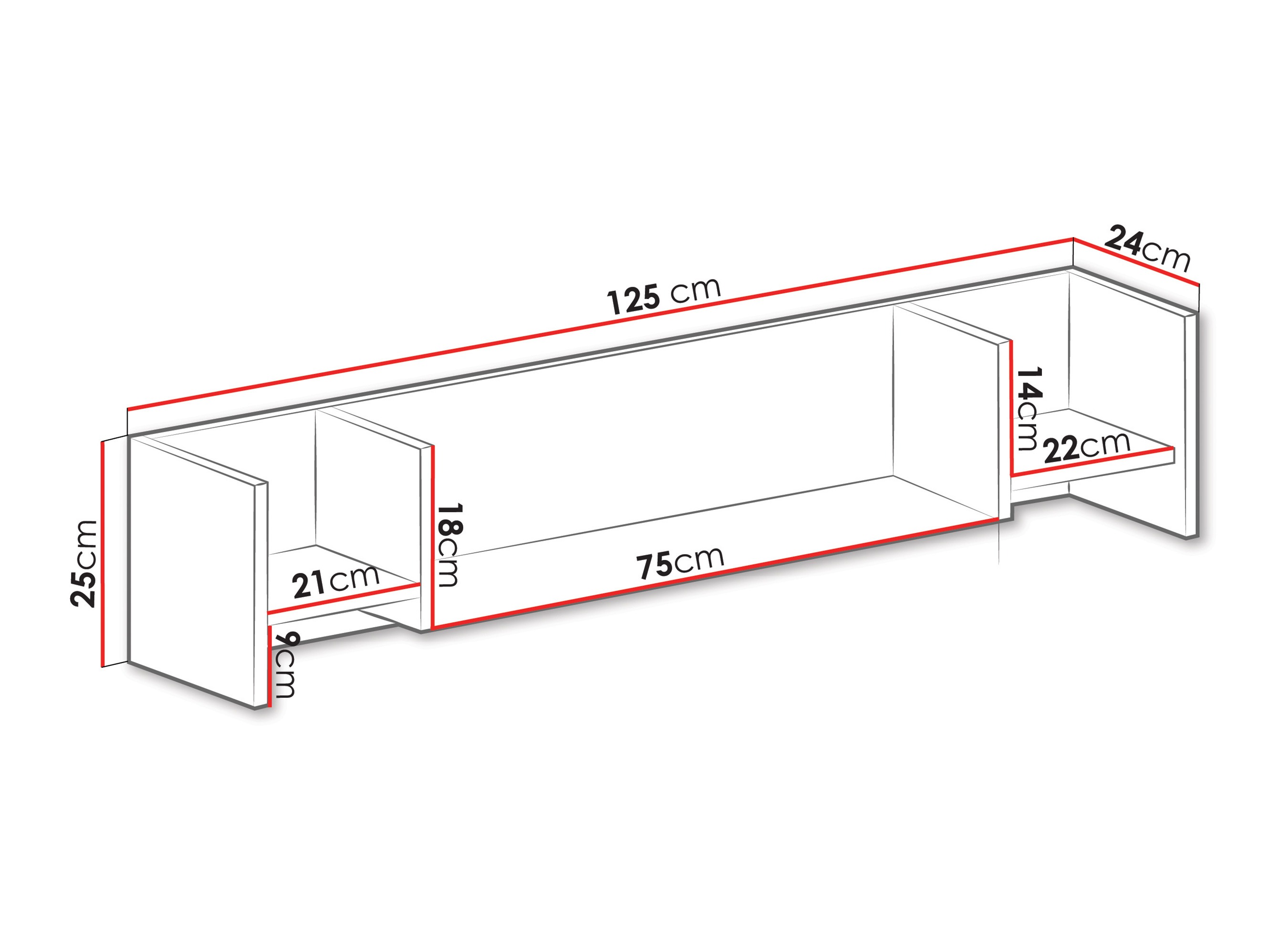 Wandplank Camteso 111 (Wit + Eiken + Turquoise)