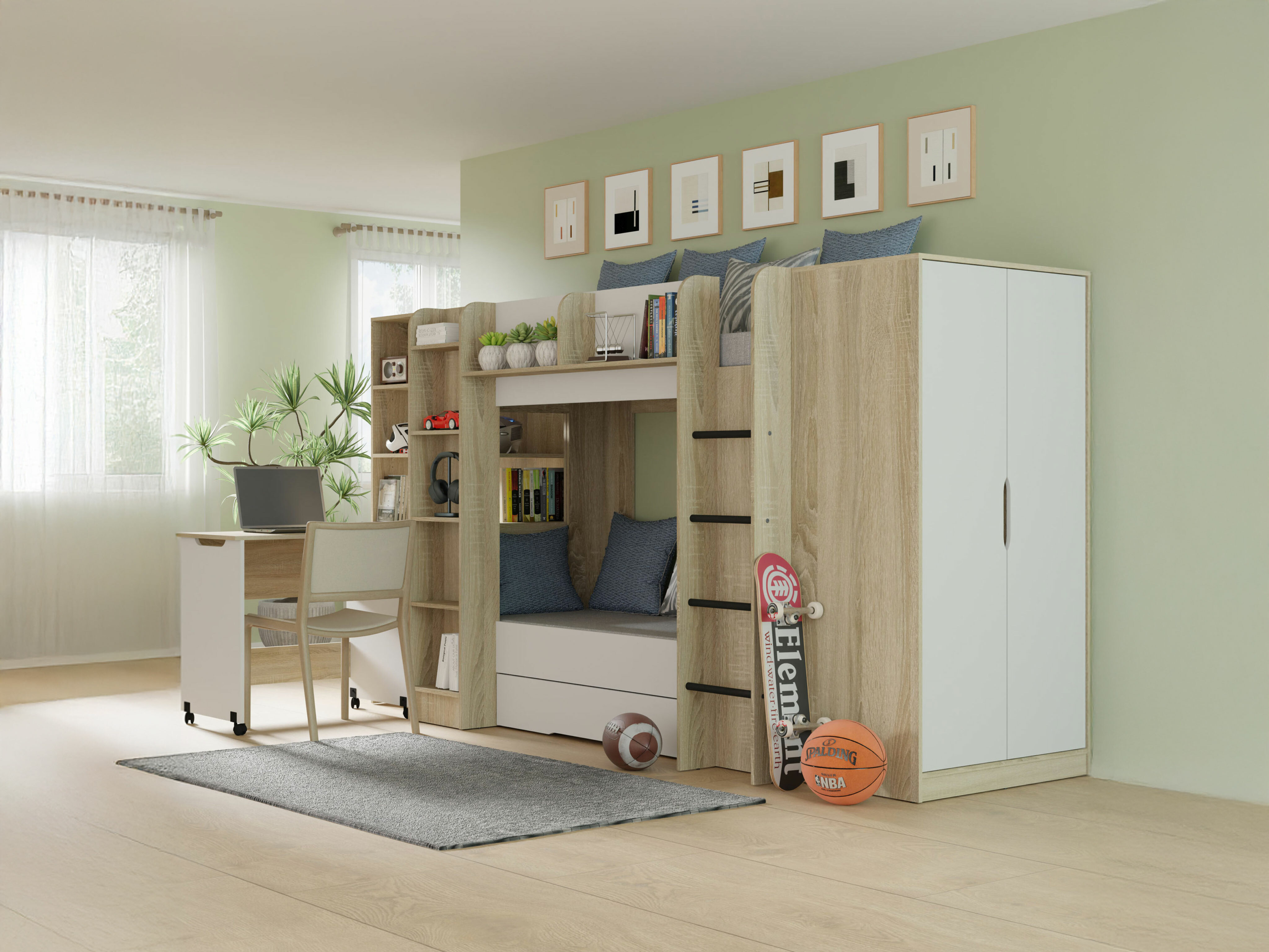 Kledingkast Elitenu 101 (Sonoma eik + Wit)