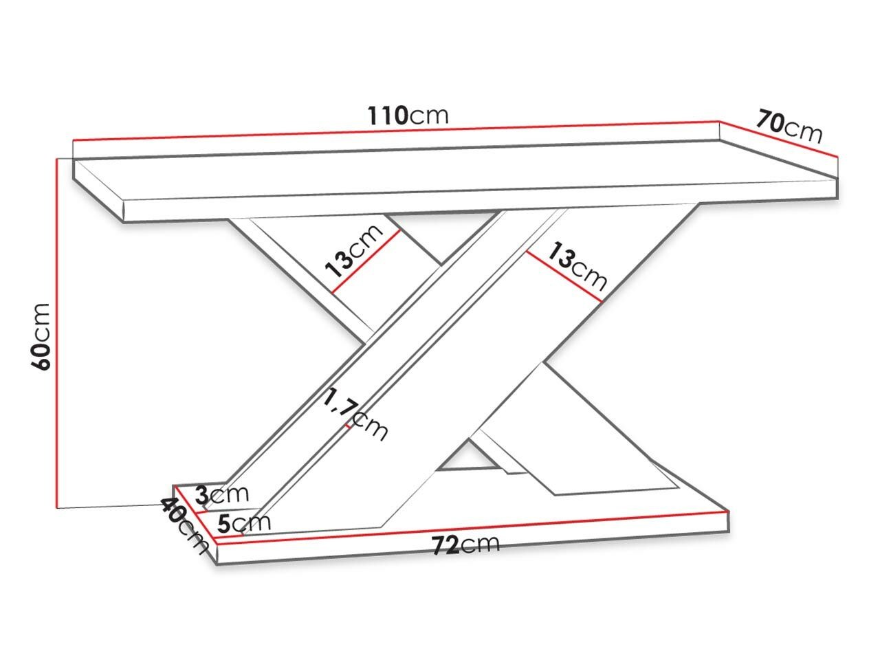 Salontafel Goodyear 116 (Glanzend zwart + Beton)