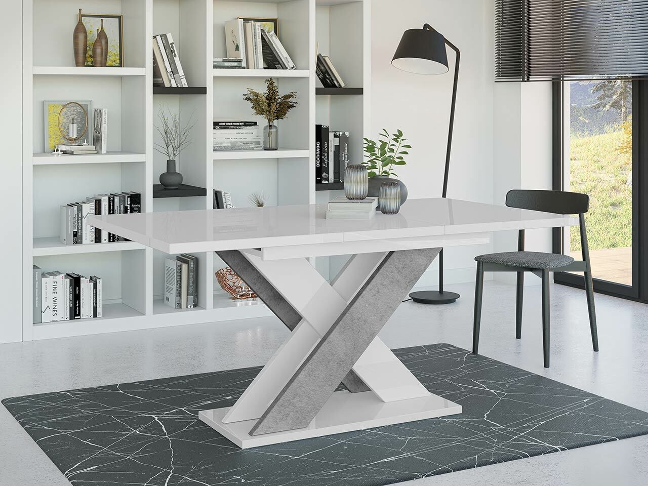 Tafel Goodyear 117 (Glanzend wit+ Beton)
