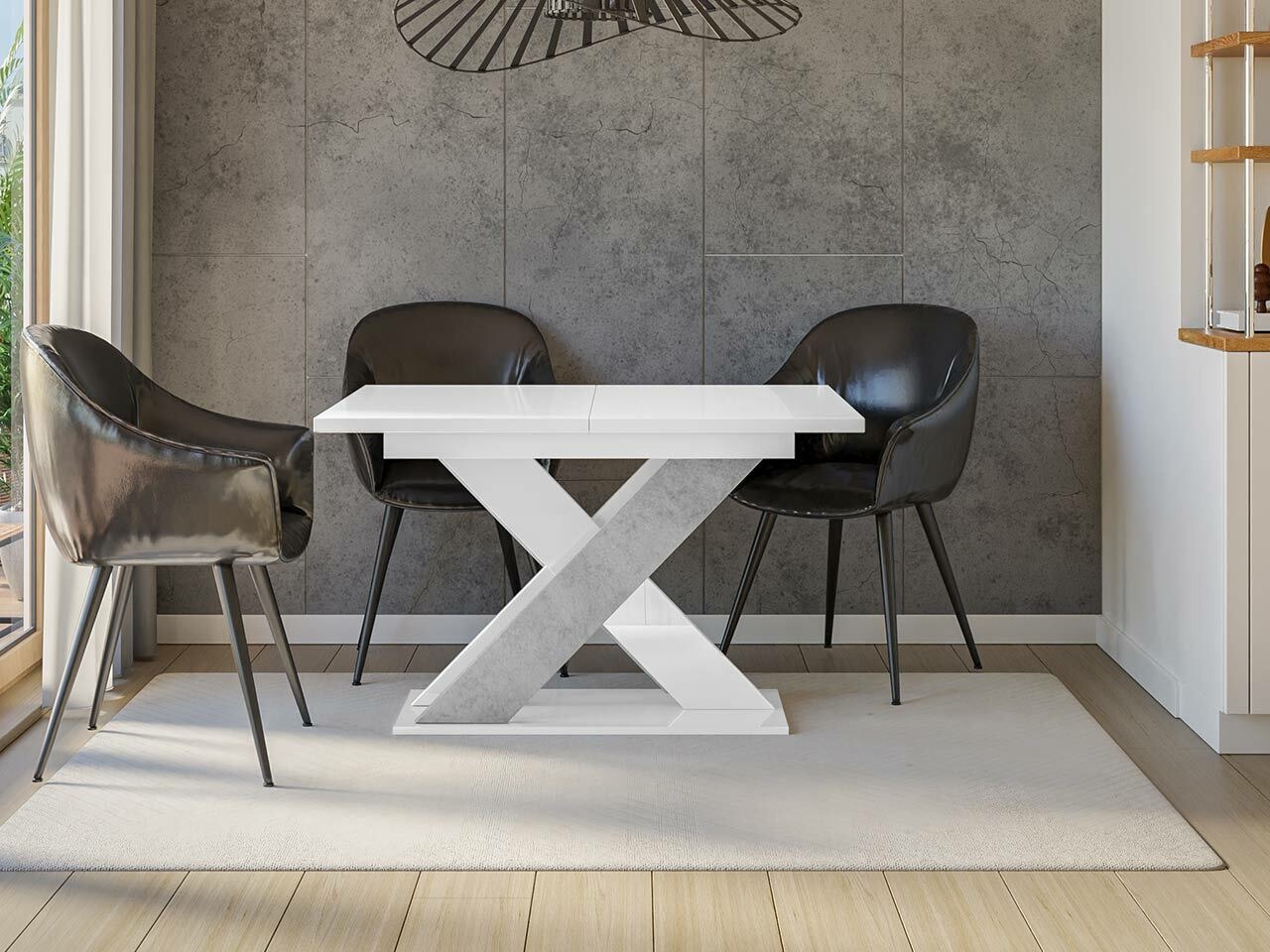 Tafel Goodyear 117 (Glanzend wit+ Beton)