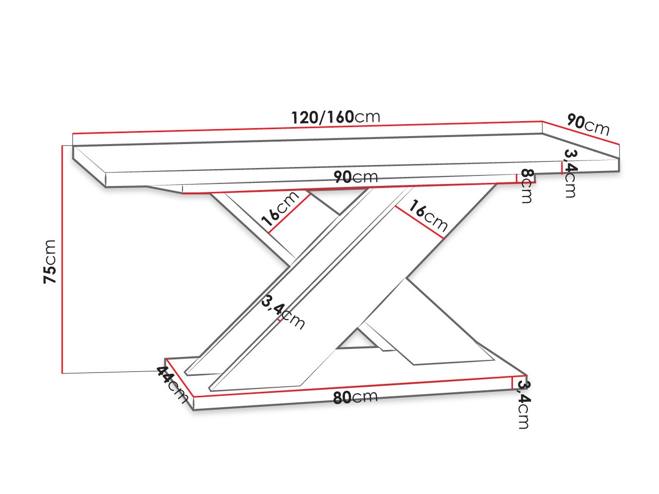 Tafel Goodyear 117 (Glanzend wit+ Beton)