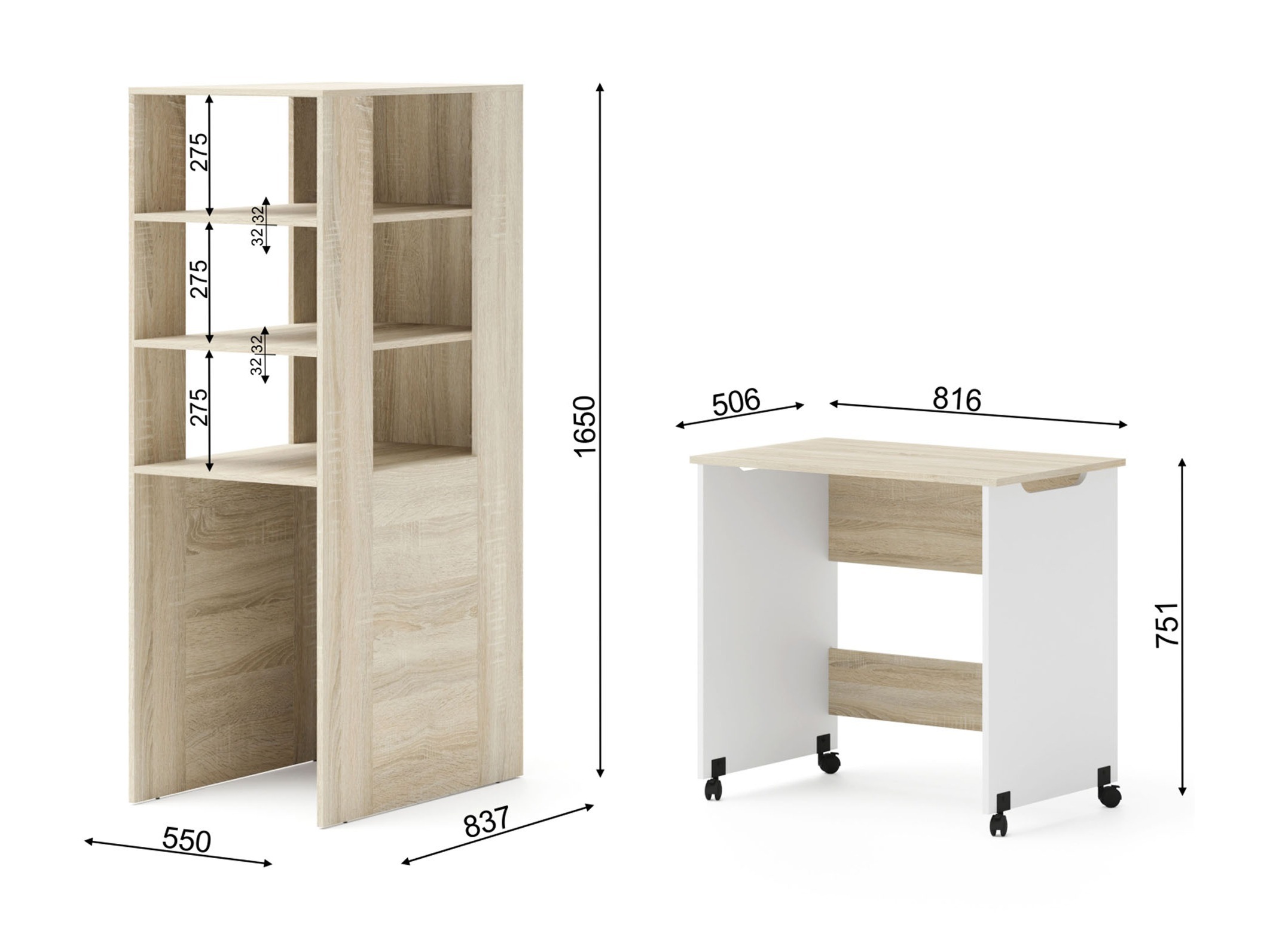 De reeks van de kinderkamer Elitenu 104 (Sonoma eik + Wit)