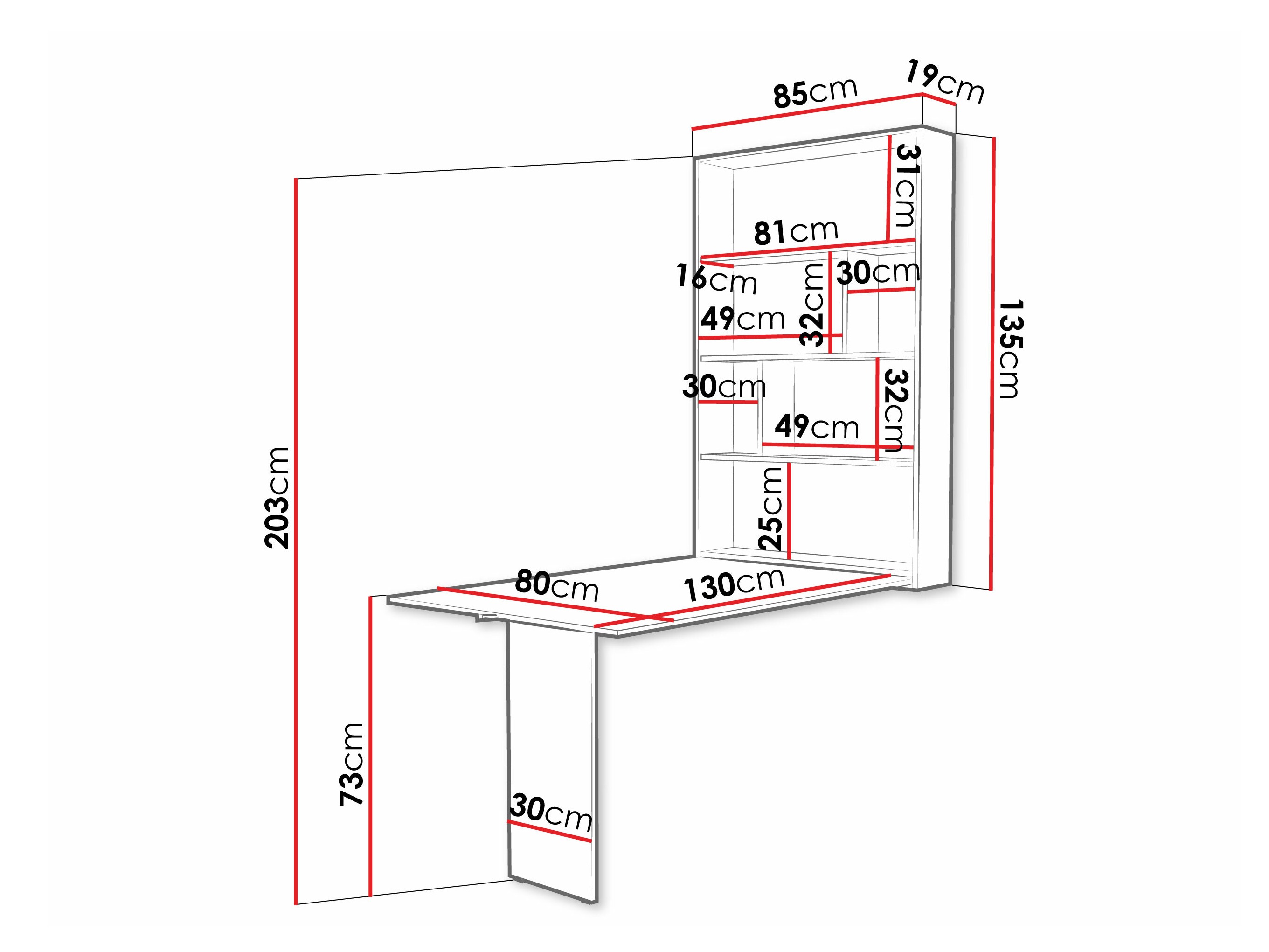 Inklapbare tafel Pinis III (Zwart + Beton)
