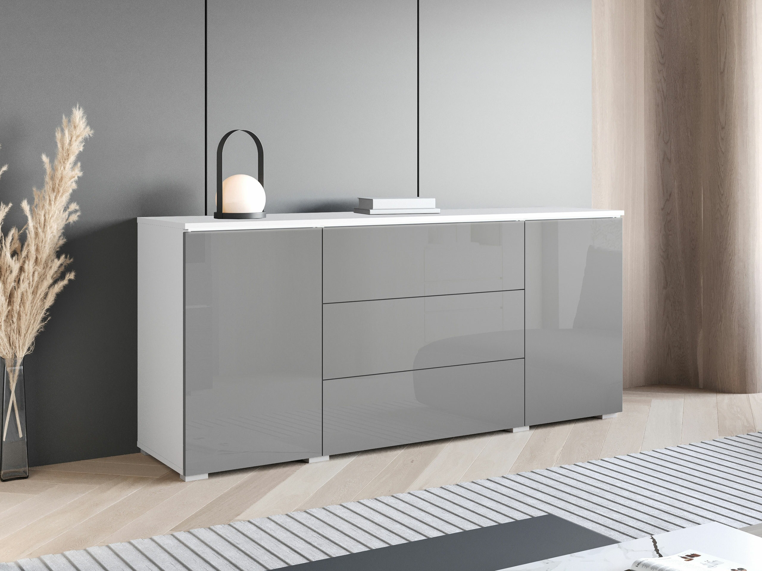 Ladekast Mirfivo 102 (Glanzend grijs)