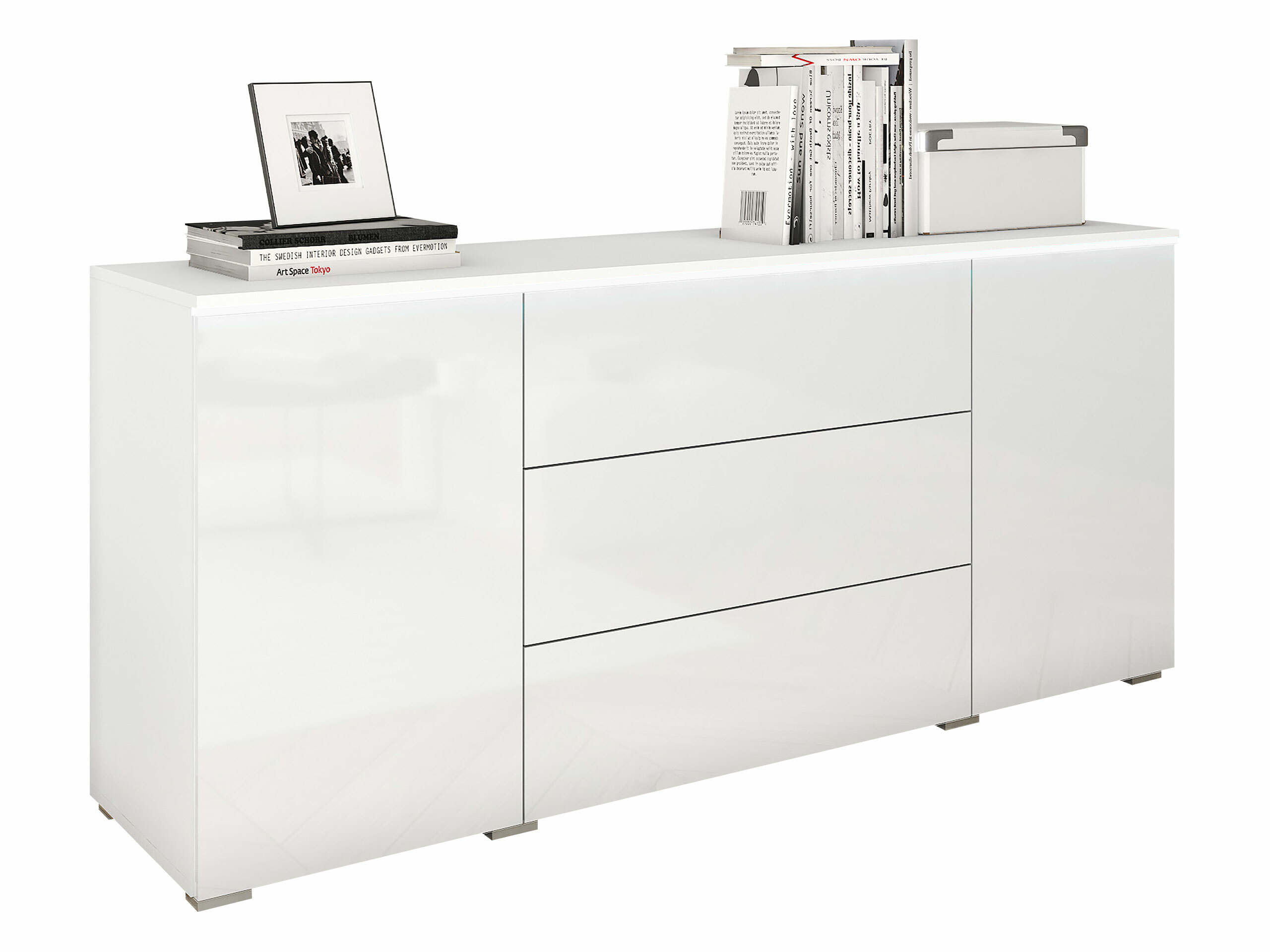 Ladekast Mirfivo 102 (Wit + Glanzend wit)