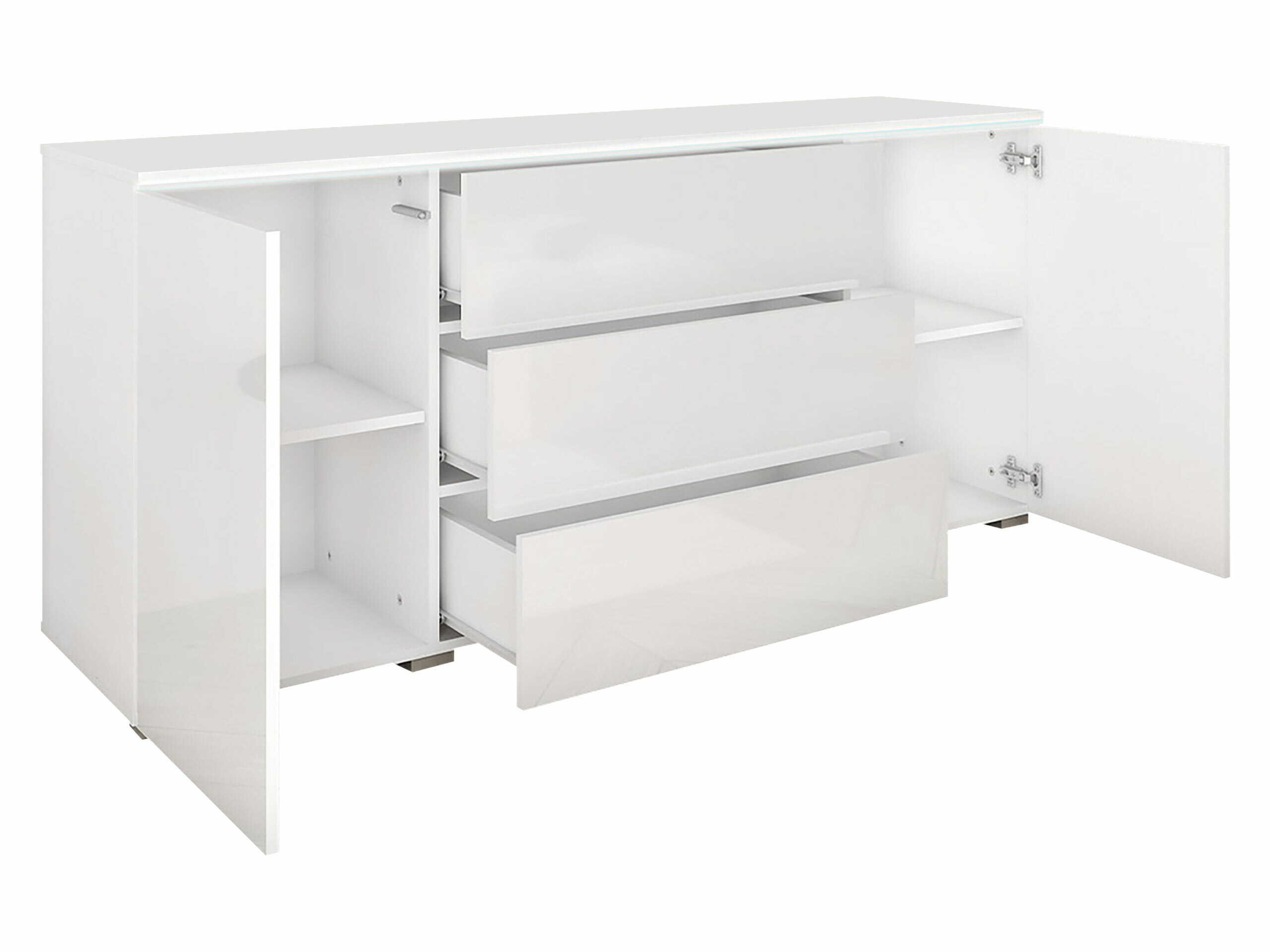 Ladekast Sarasota 142 (Beton + Glanzend wit)