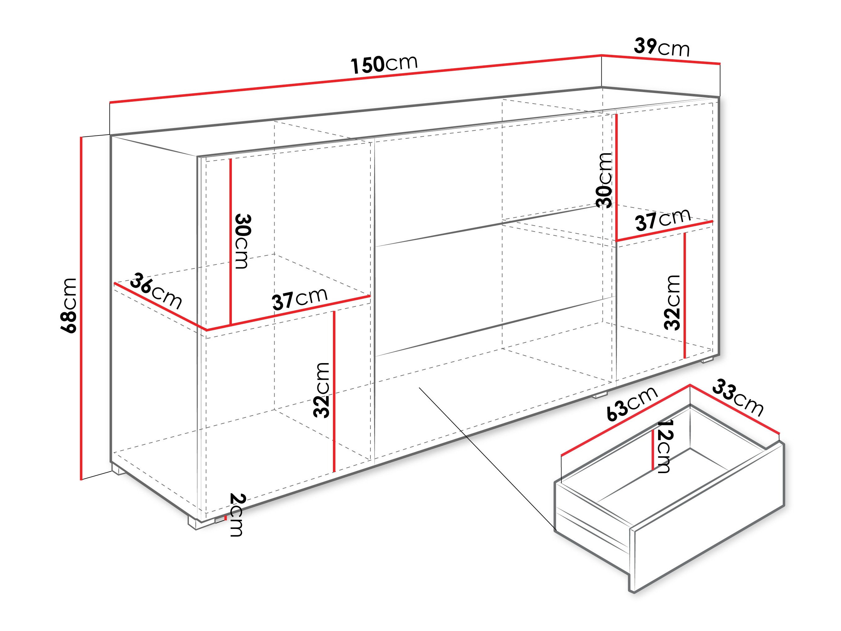 Ladekast Sarasota 191 (Wit + Glanzend wit)