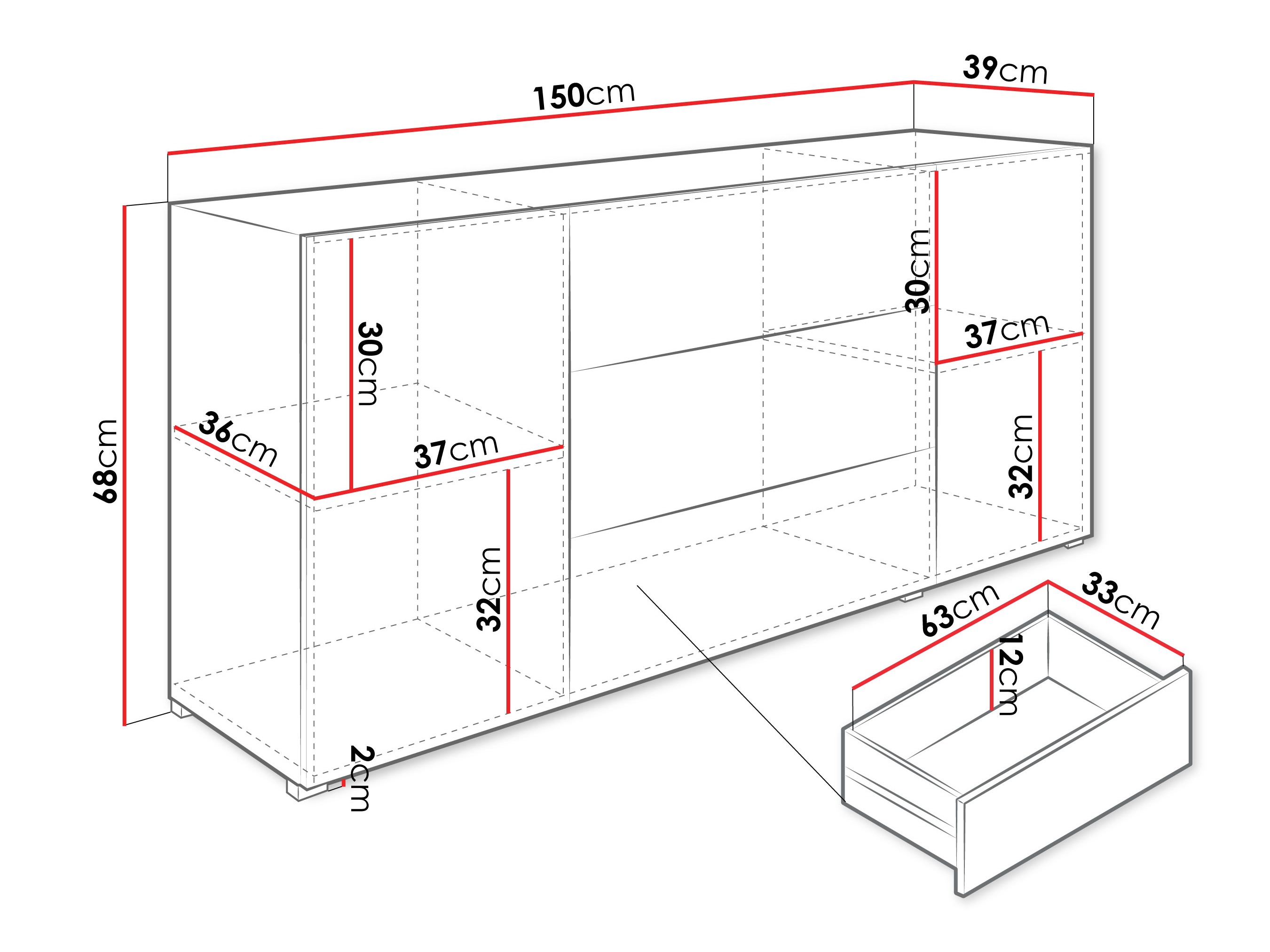 Ladekast Sarasota 191 (Wotan eik + Grafiet)