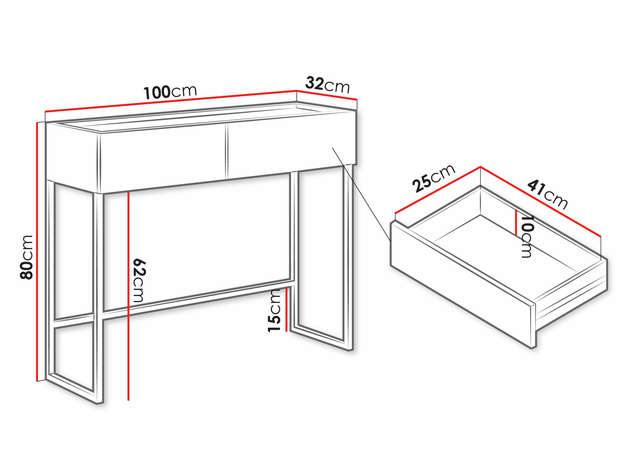 Wandtafel Lunole 103 (Artisan eiken + Zwart)