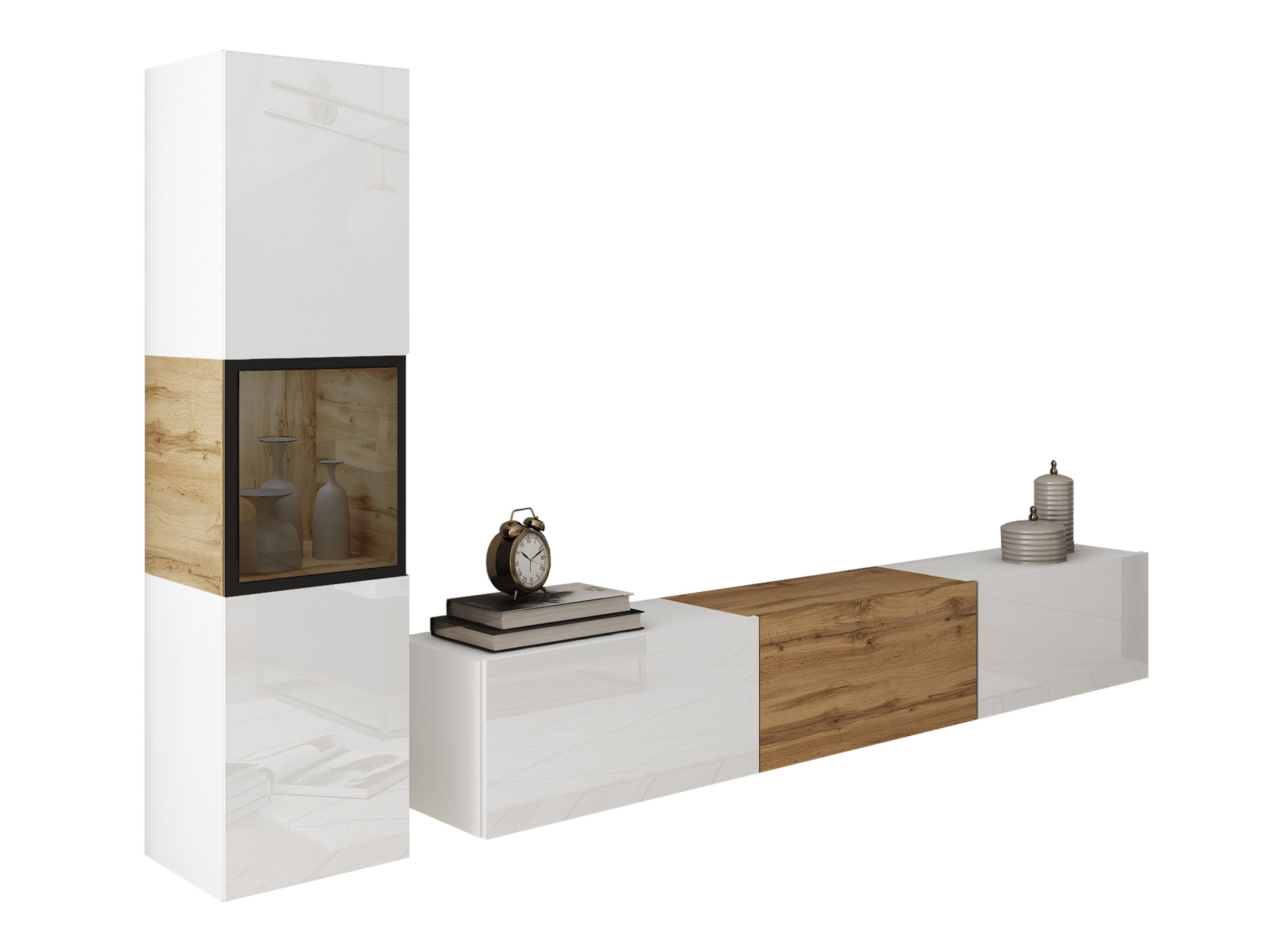 Woonkamerset Sarasota 192 (Wit + Wotan eik)