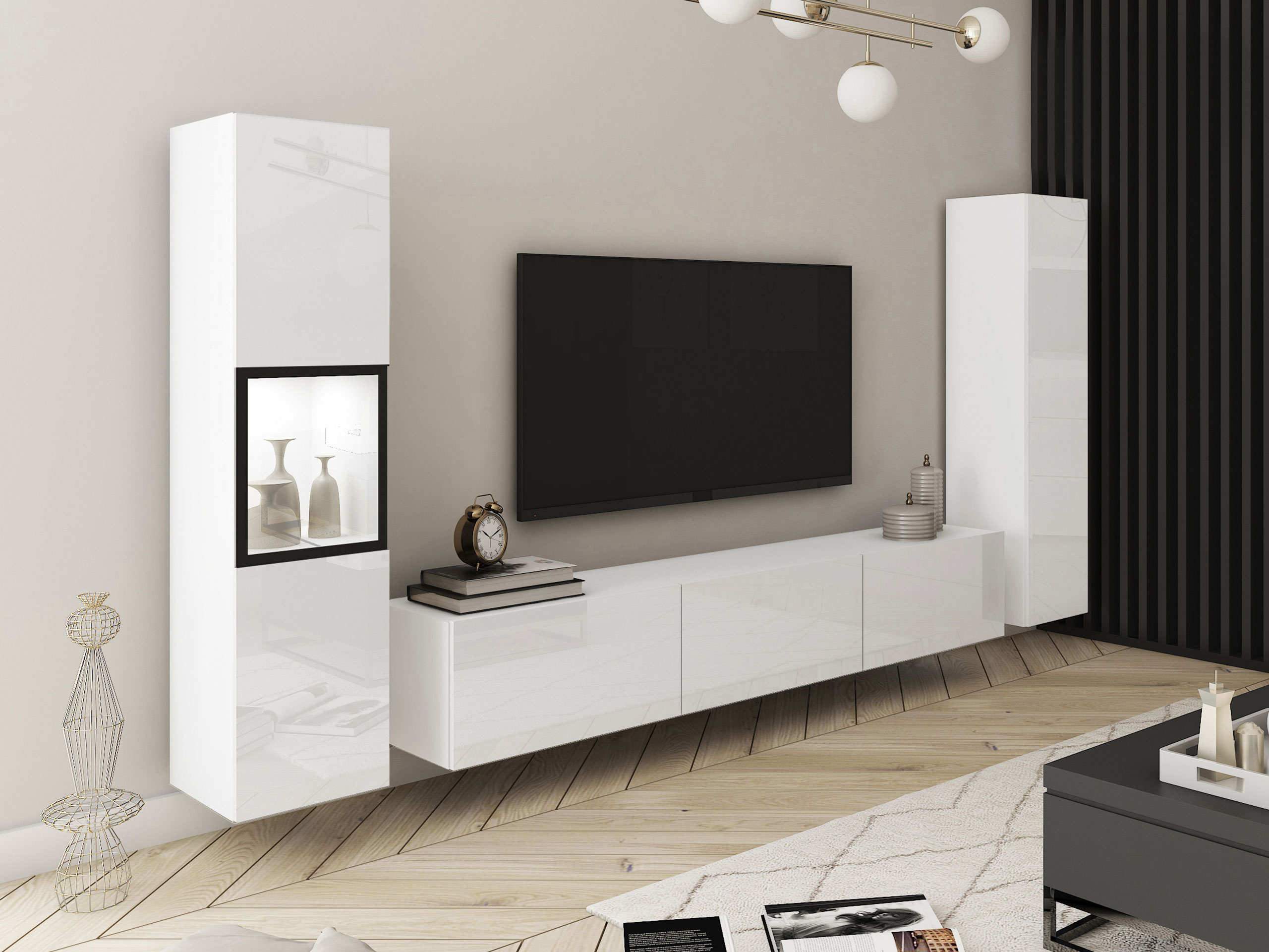 Woonkamerset Sarasota 193 (Wit + Glanzend wit)