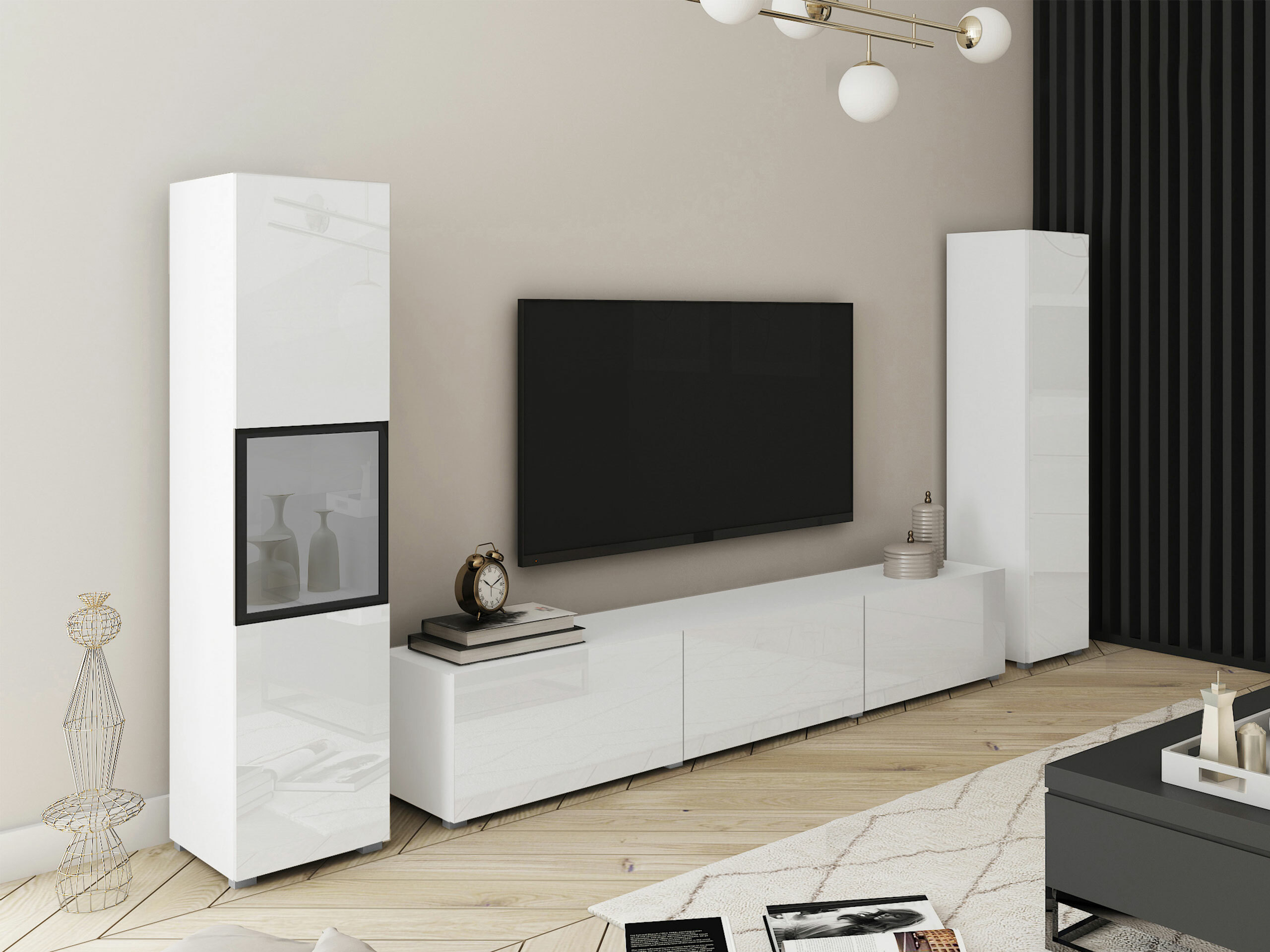 Woonkamerset Sarasota 193 (Wit + Glanzend wit)