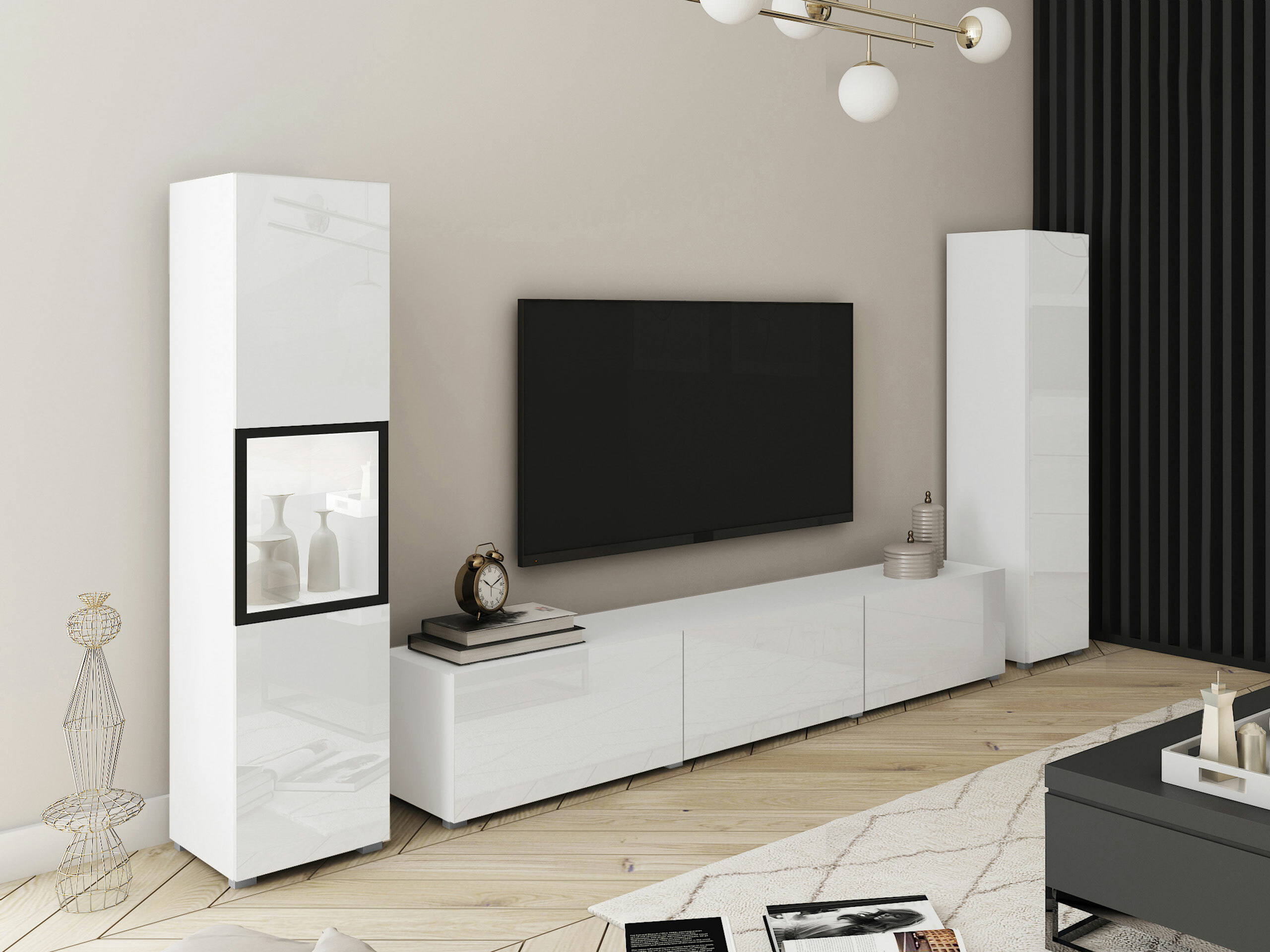 Woonkamerset Sarasota 193 (Wit + Glanzend wit)