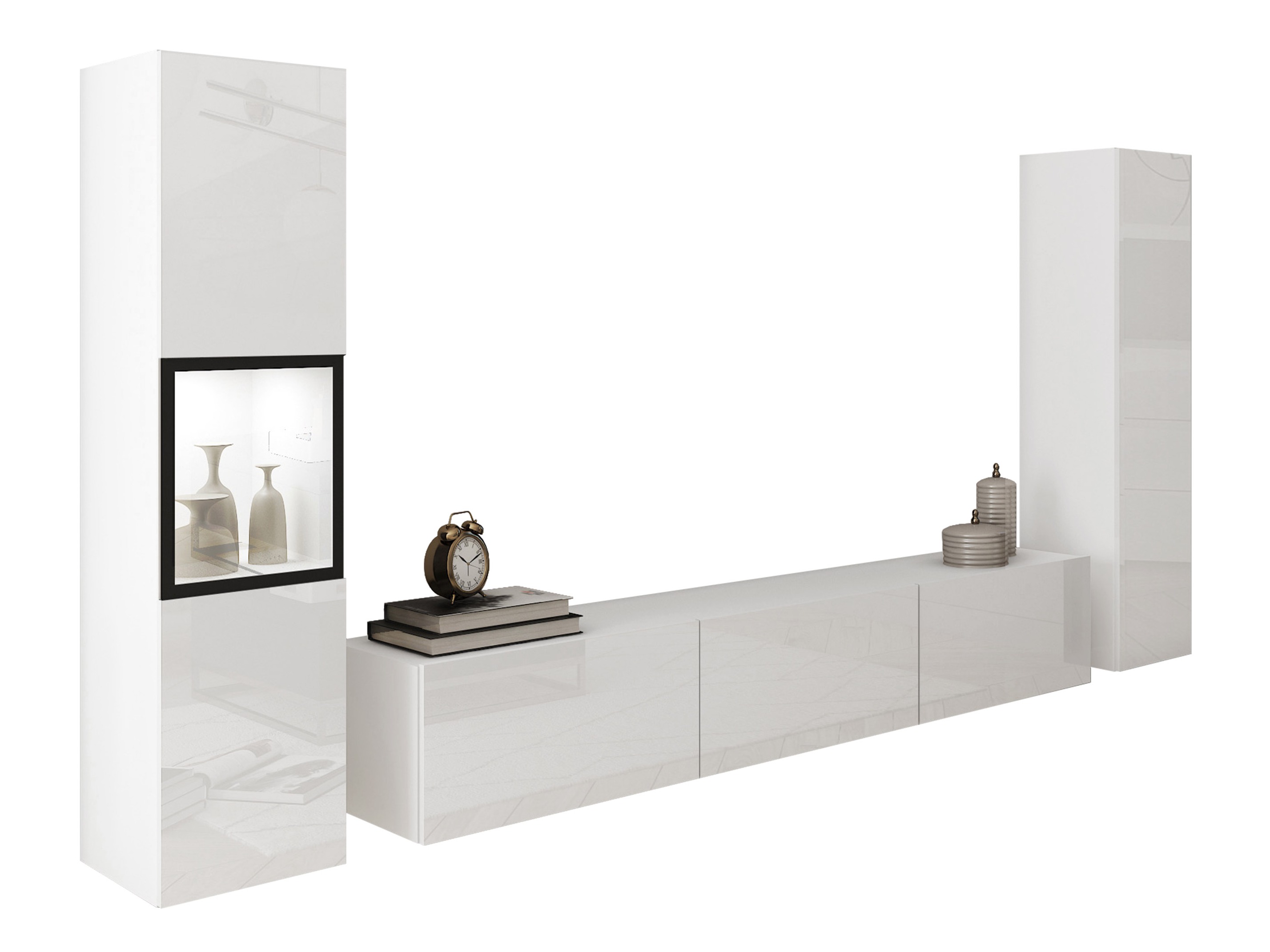 Woonkamerset Sarasota 193 (Wit + Glanzend wit)