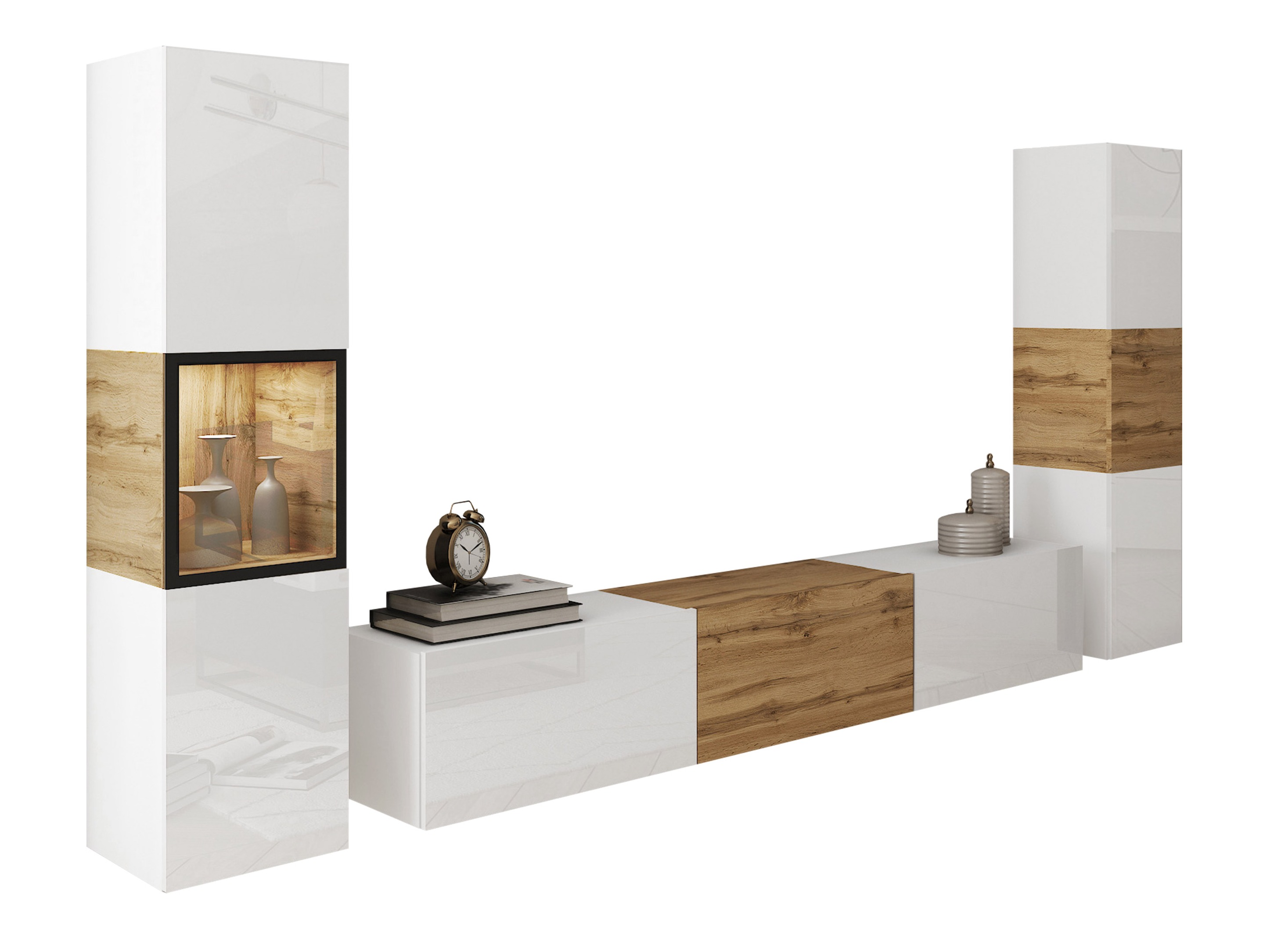 Woonkamerset Sarasota 193 (Wit + Wotan eik)