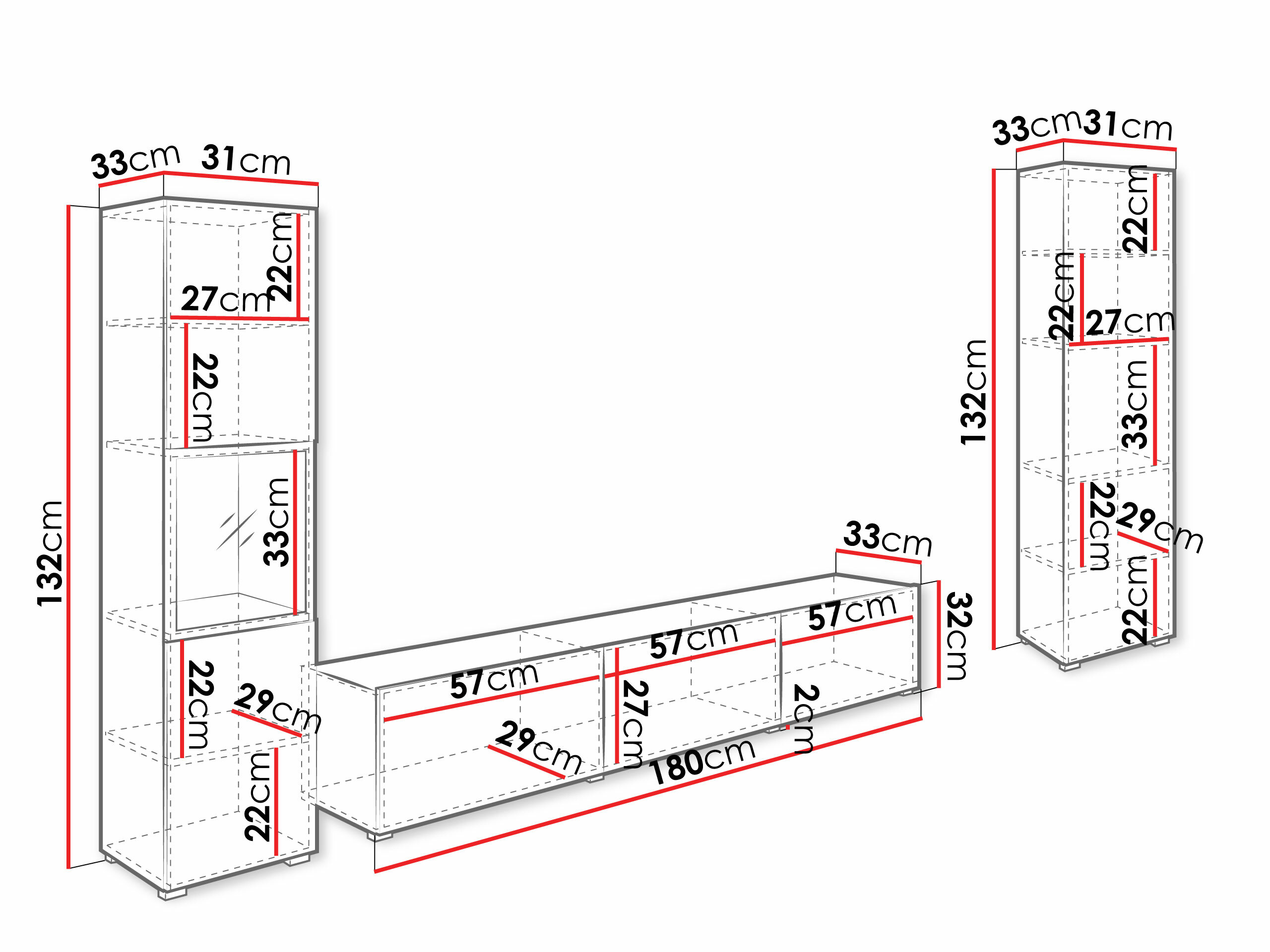 Woonkamerset Sarasota 193 (Wit + Wotan eik)