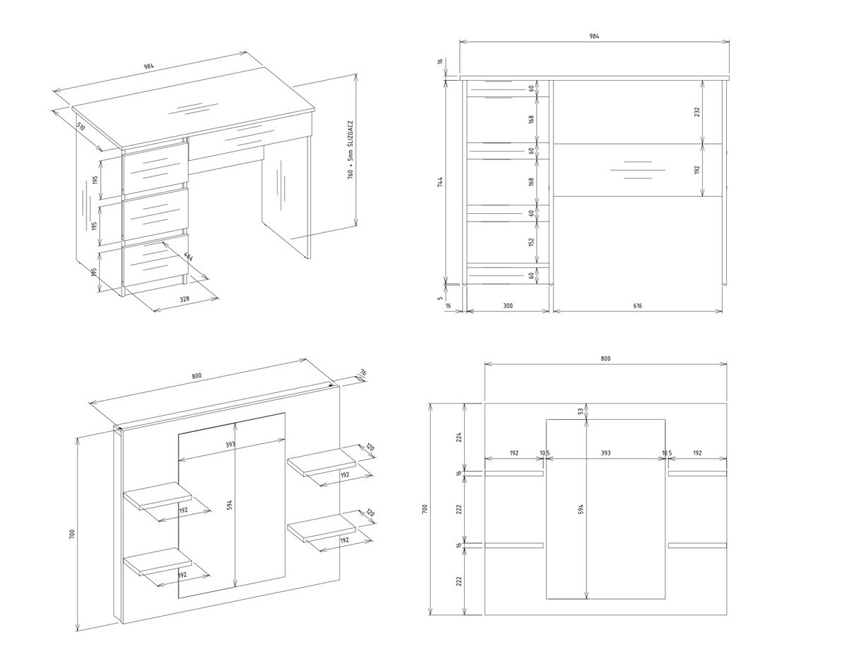 Kaptafel Mandeville 351 (Links)