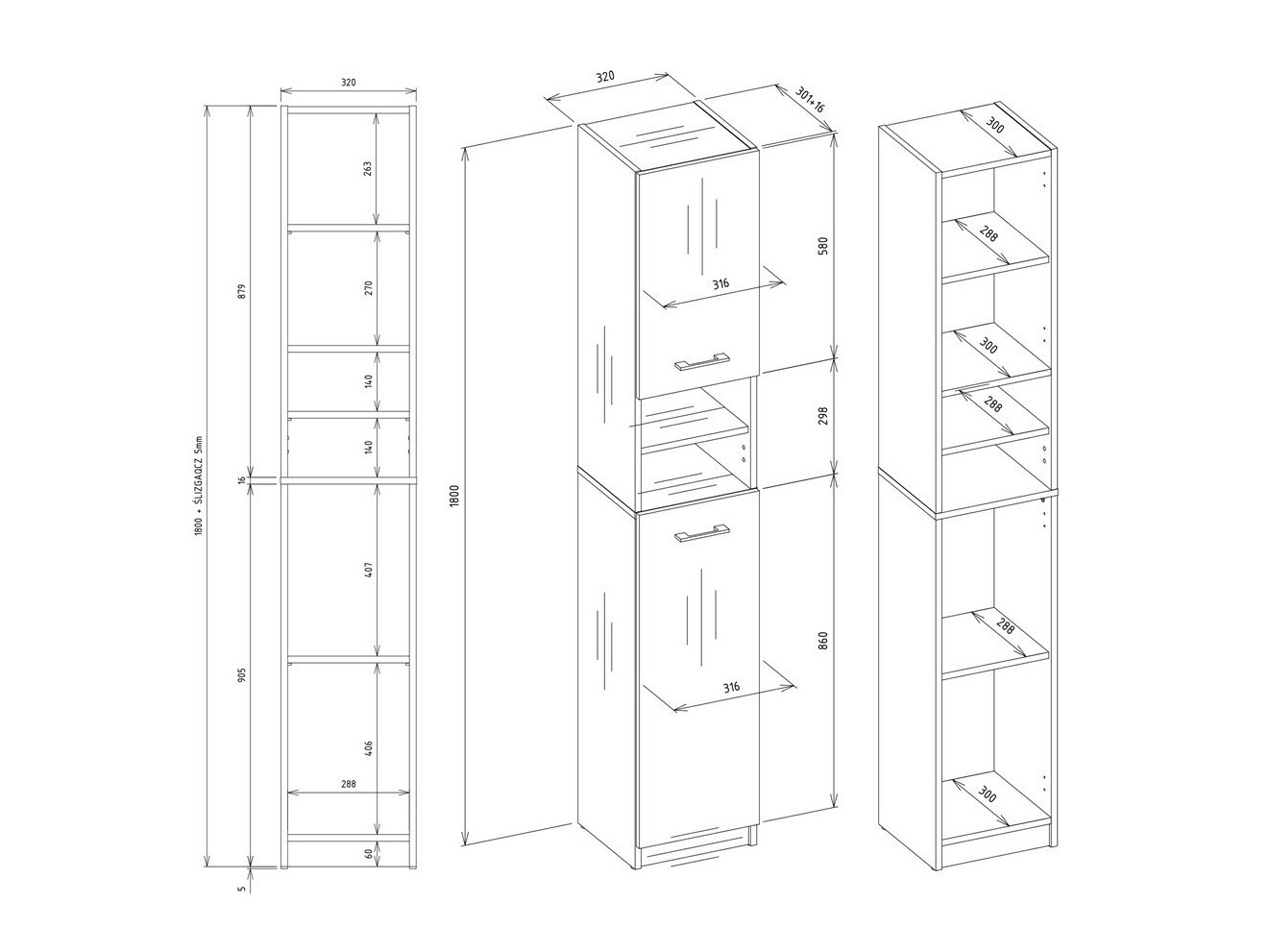 Staand badkamermeubel Mandeville 152 (Wit)