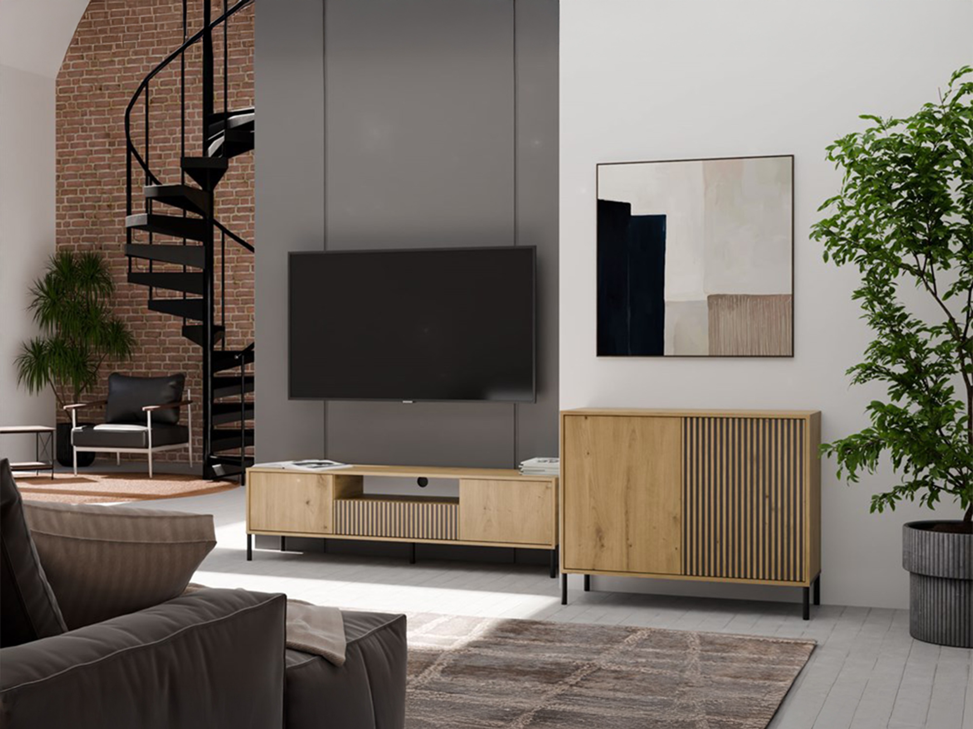 Dressoir Orlsone 109 (Artisan eiken + Zwart)