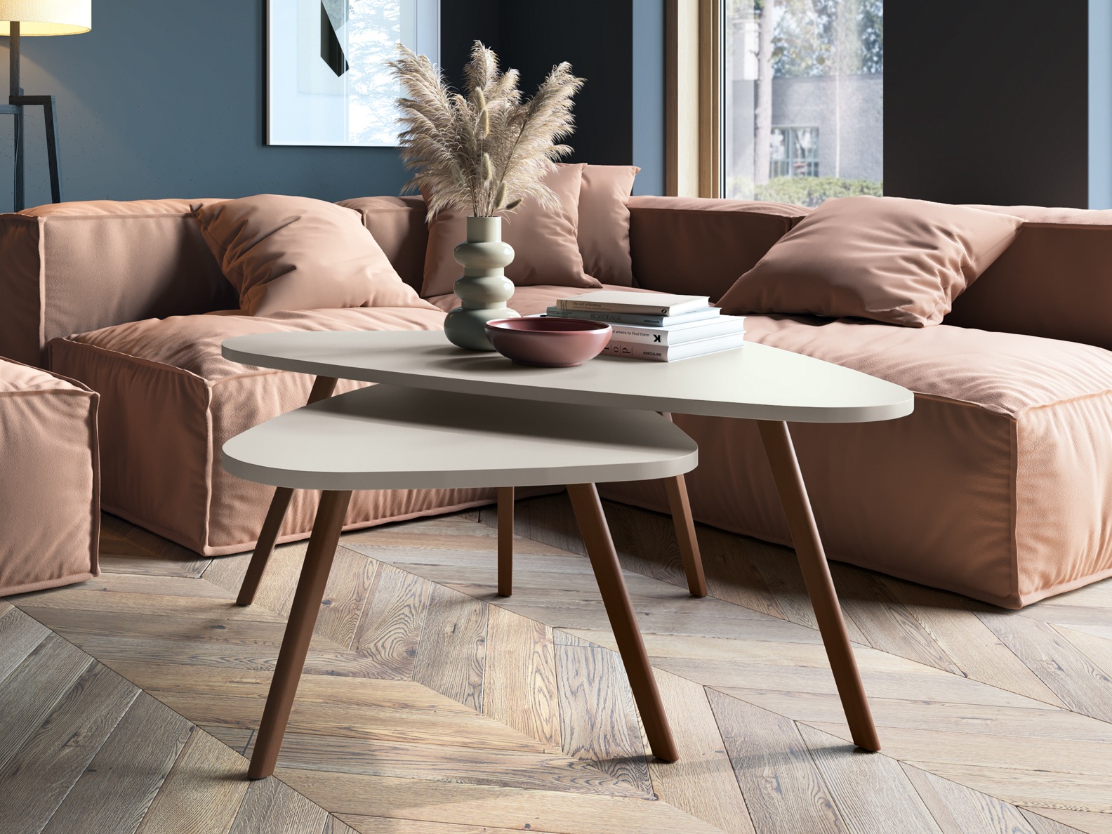 Salontafel set Ontario 202 (Kasjmier + Notenhout)