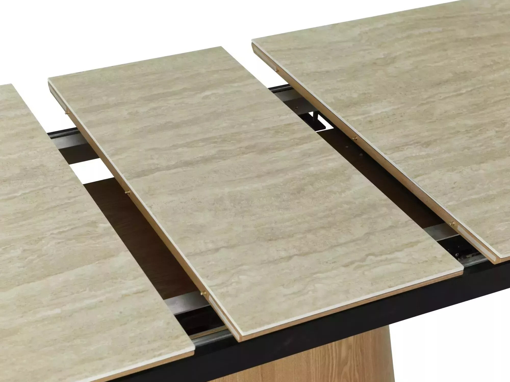 Tafel Detroit 932 (Licht travertin + Eiken)