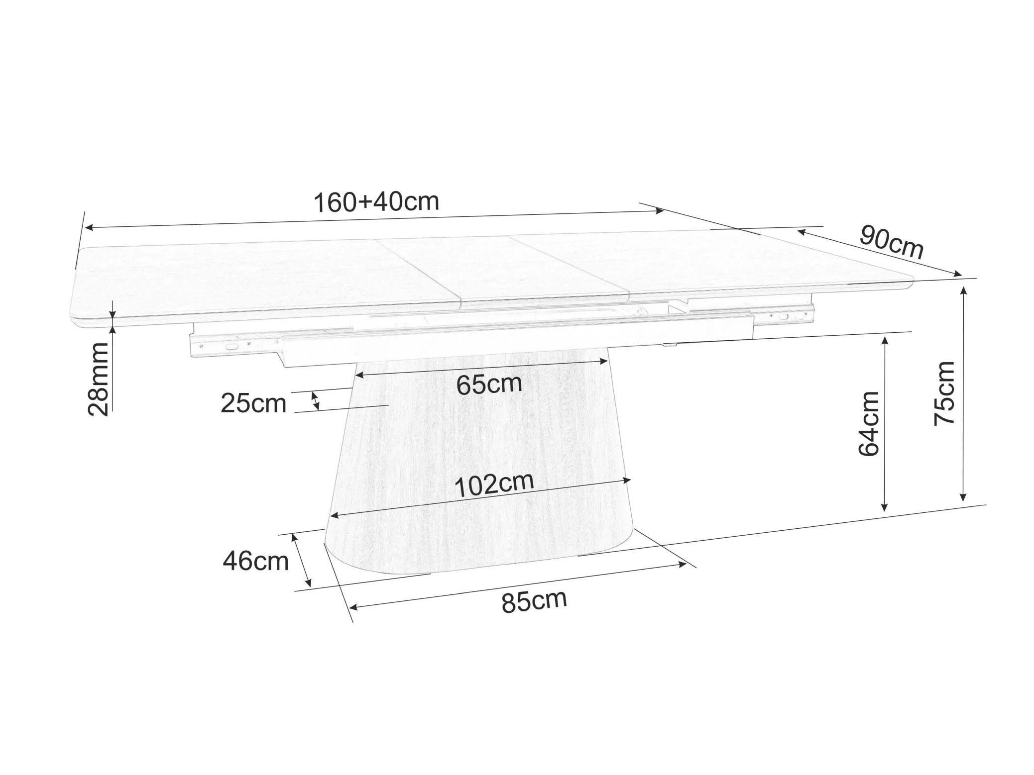 Tafel Detroit 932 (Zwart + Notenhout)