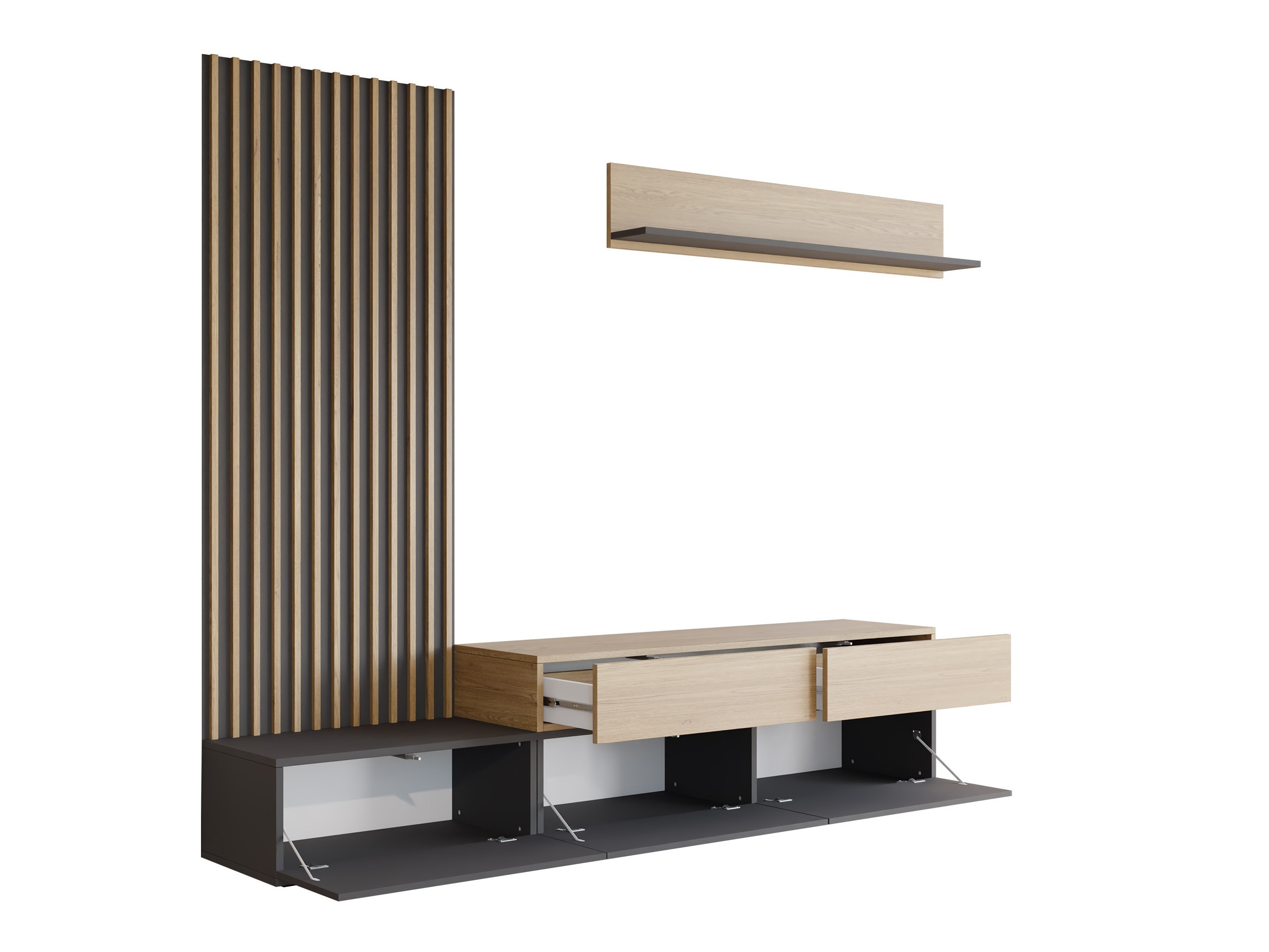 Woonkamerset Comfivo 496 (Wit + Eiken)