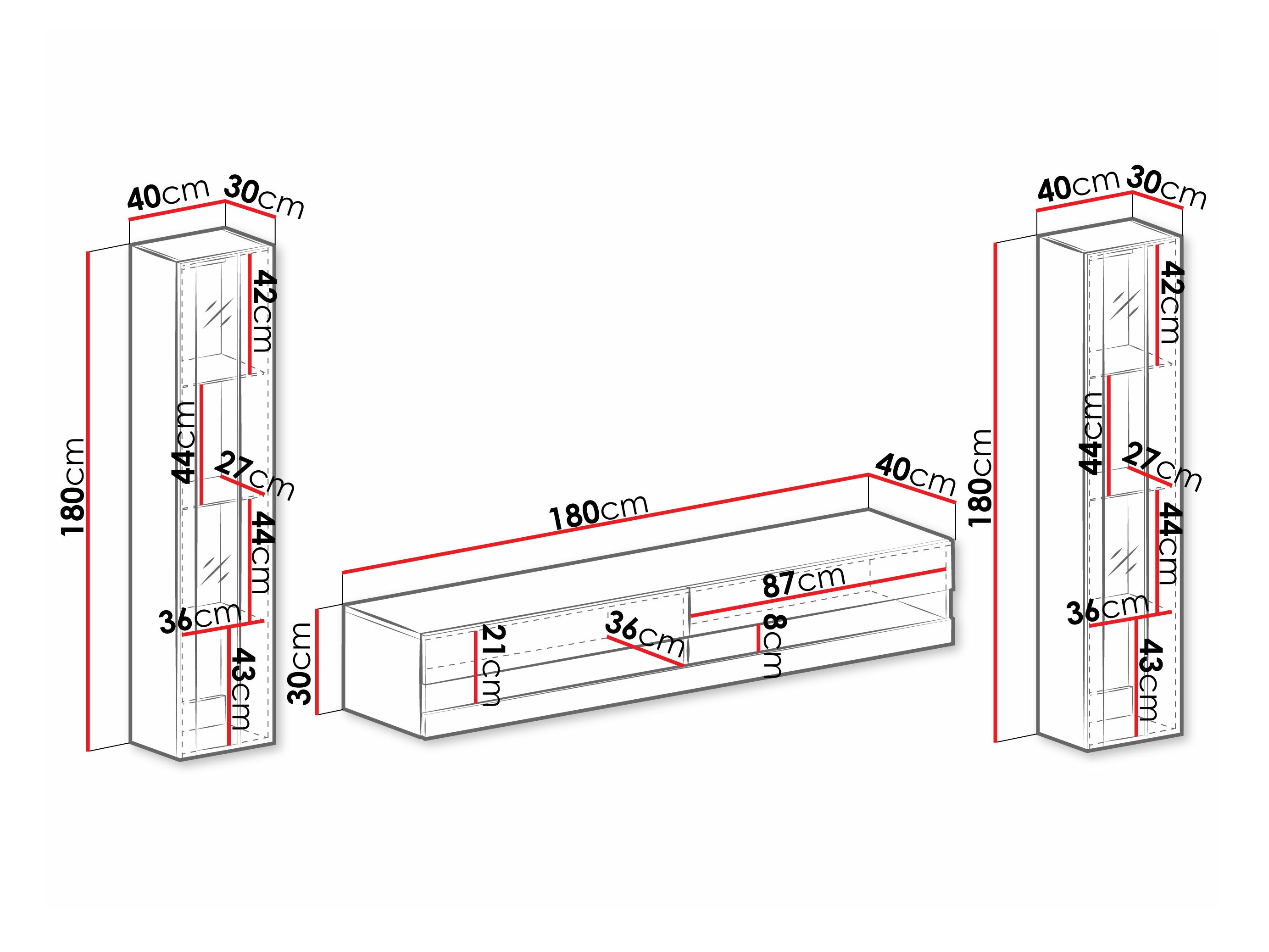 Woonkamerset Venenou 112 (Wit + Glanzend wit)