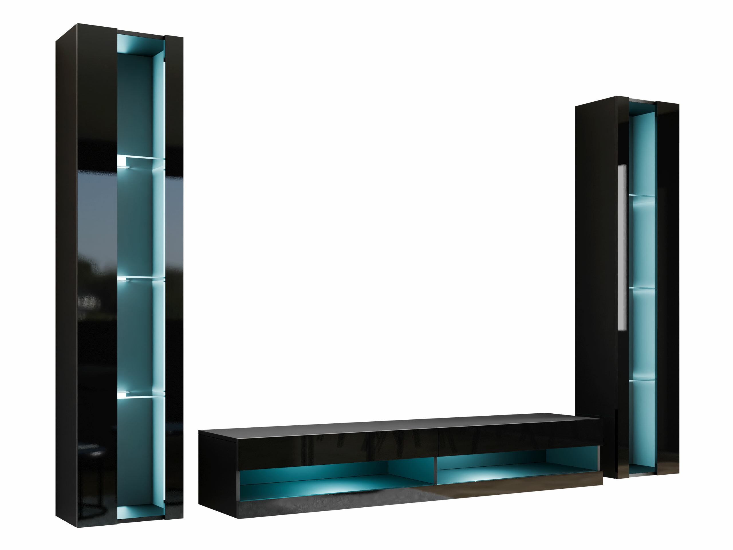 Woonkamerset Venenou 112 (Zwart + Glanzend zwart)