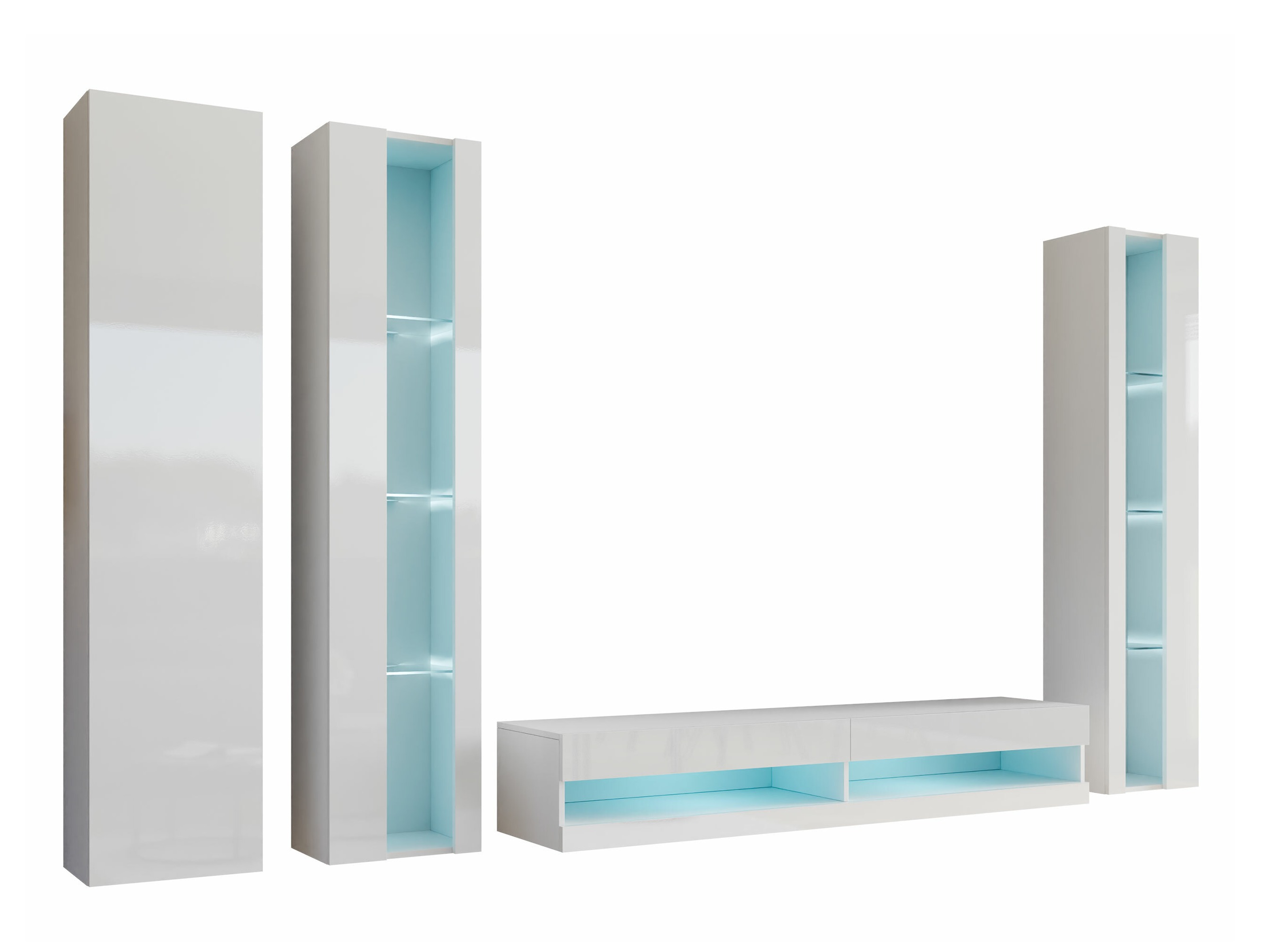 Woonkamerset Venenou 116 (Wit + Glanzend wit)