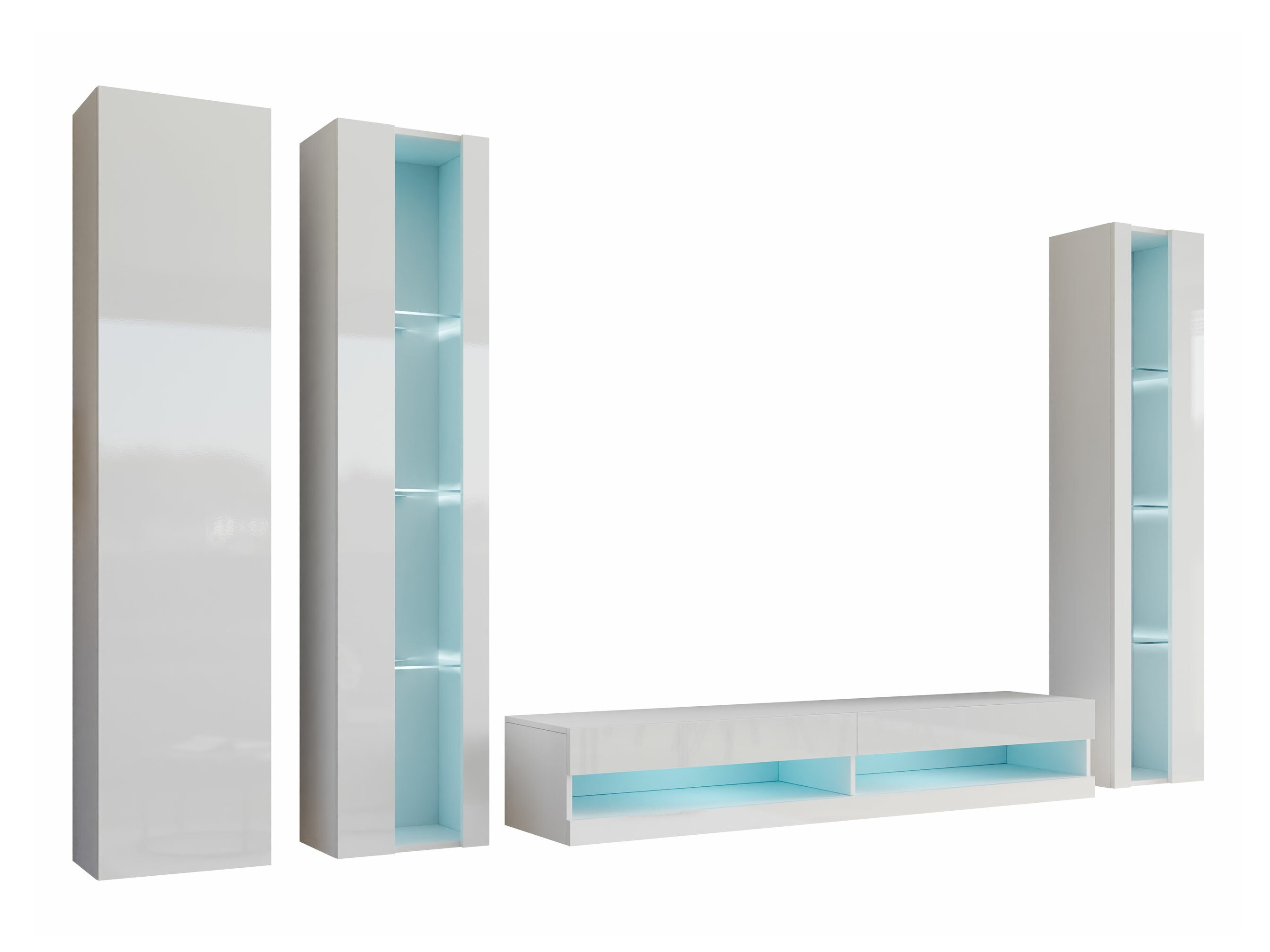 Woonkamerset Venenou 116 (Wit + Glanzend wit)