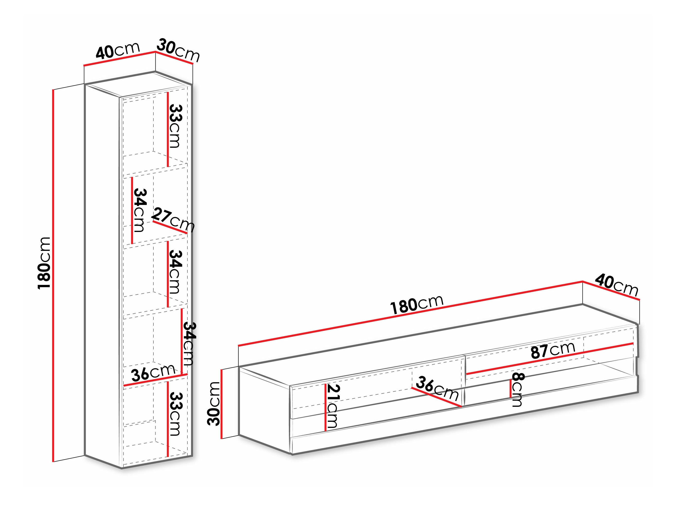 Woonkamerset Vilrin VI (Zwart + Glanzend zwart)