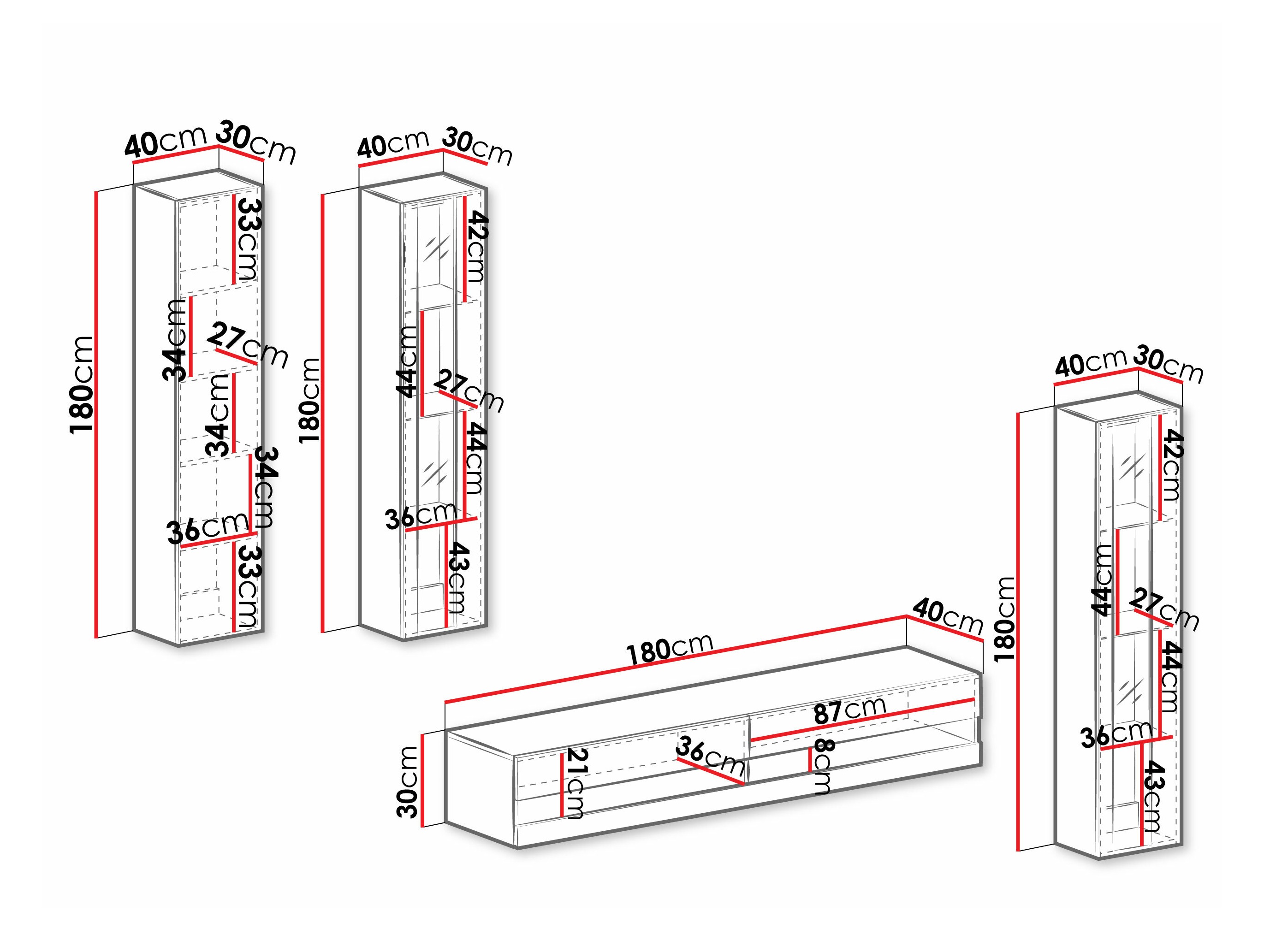 Woonkamerset Vilrin VII (Wit + Glanzend wit)
