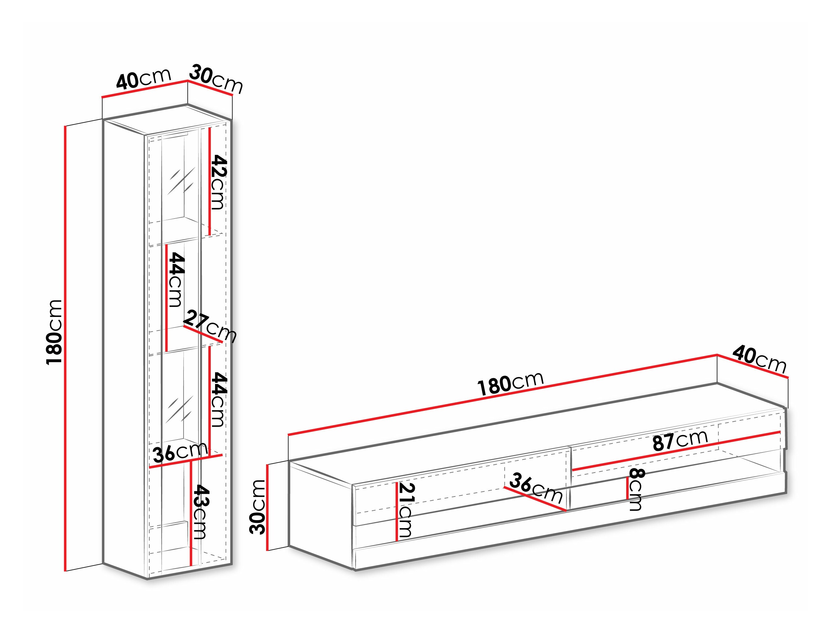 Woonkamerset Vilrin VIII (Zwart + Glanzend zwart)