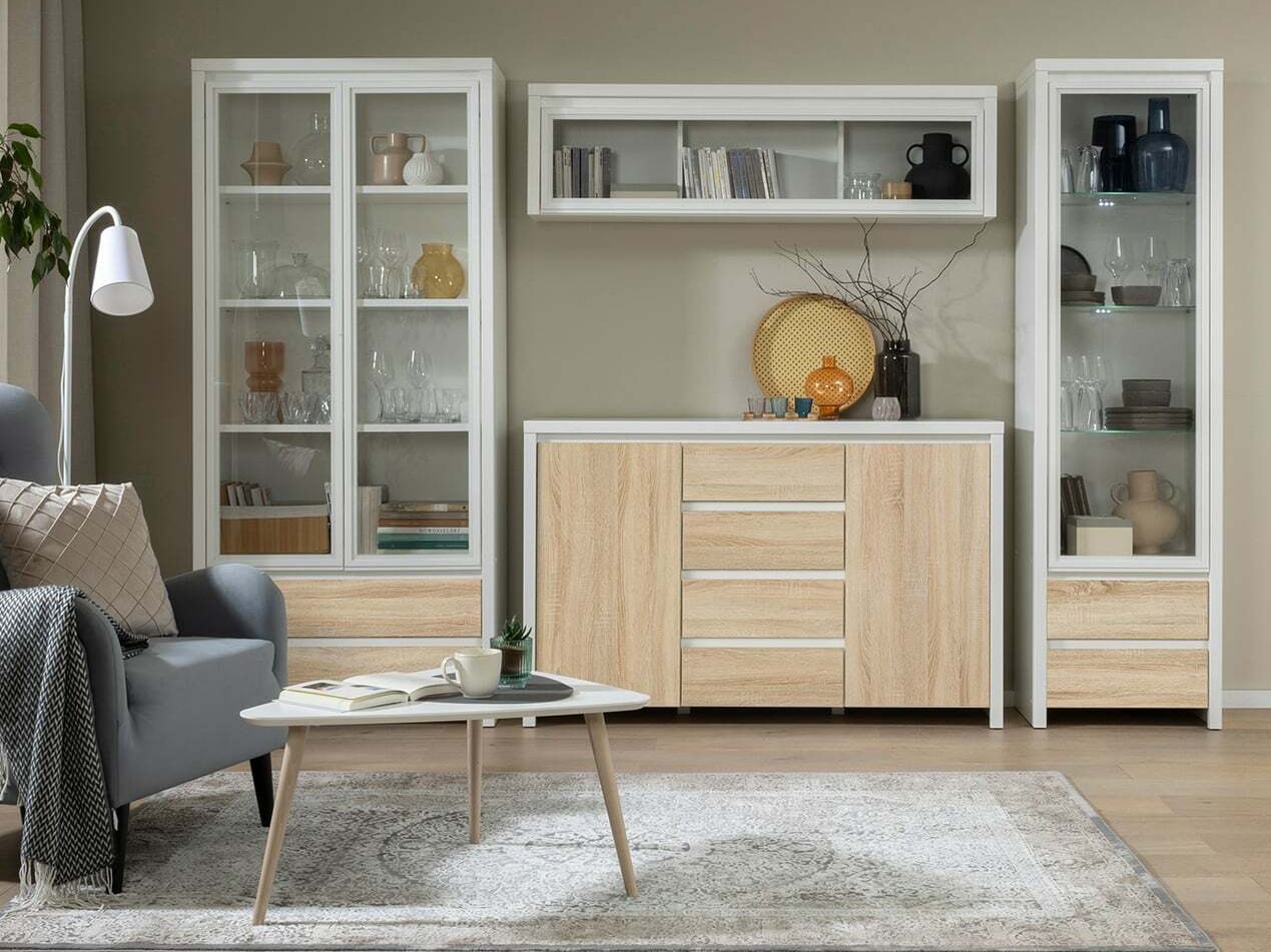 Boekenkast Nolroma 113 (Wit + Sonoma eik)